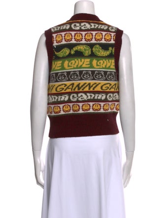 Ganni Wool Graphic Print Sweater