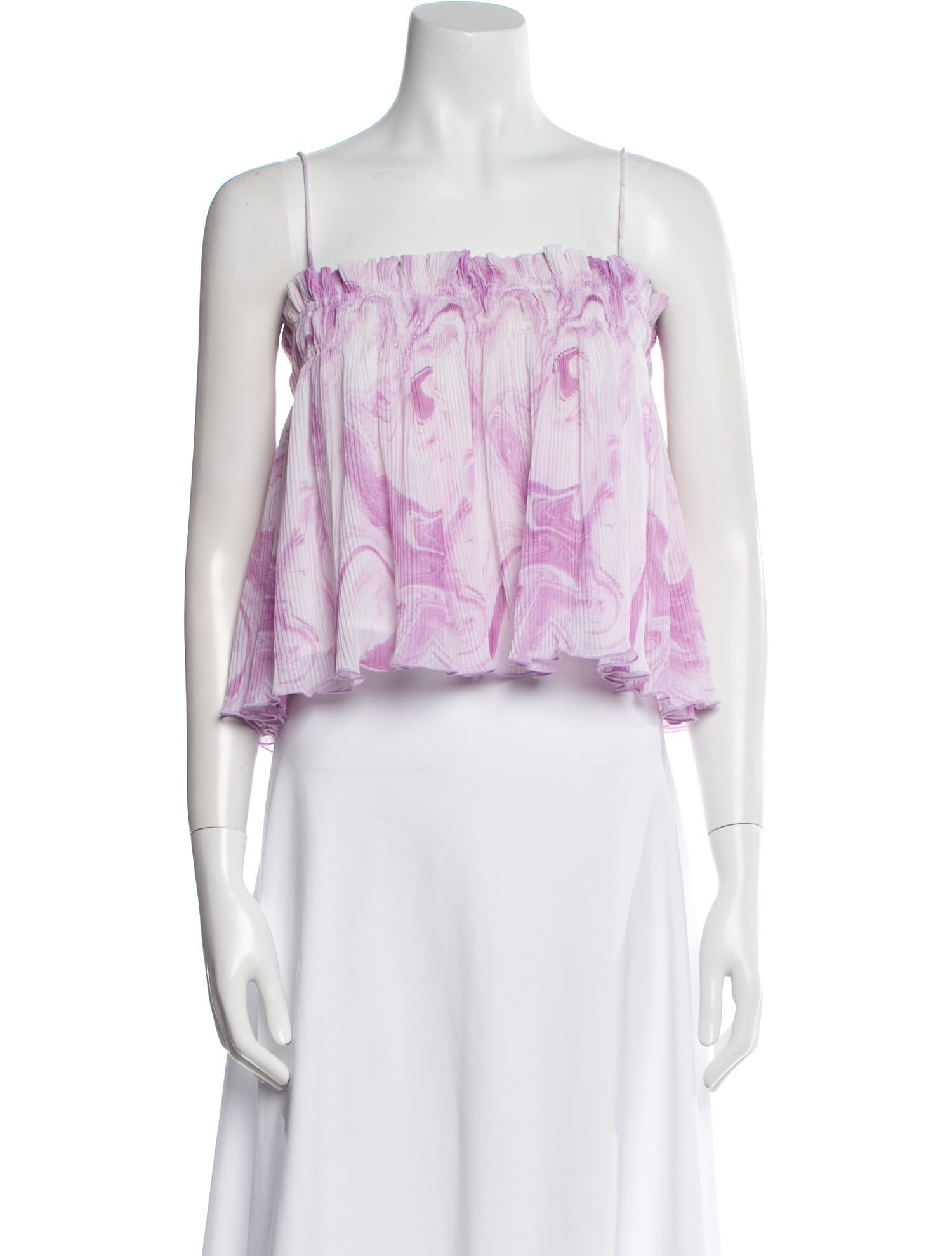 Ganni Floral Print Square Neckline Crop Top