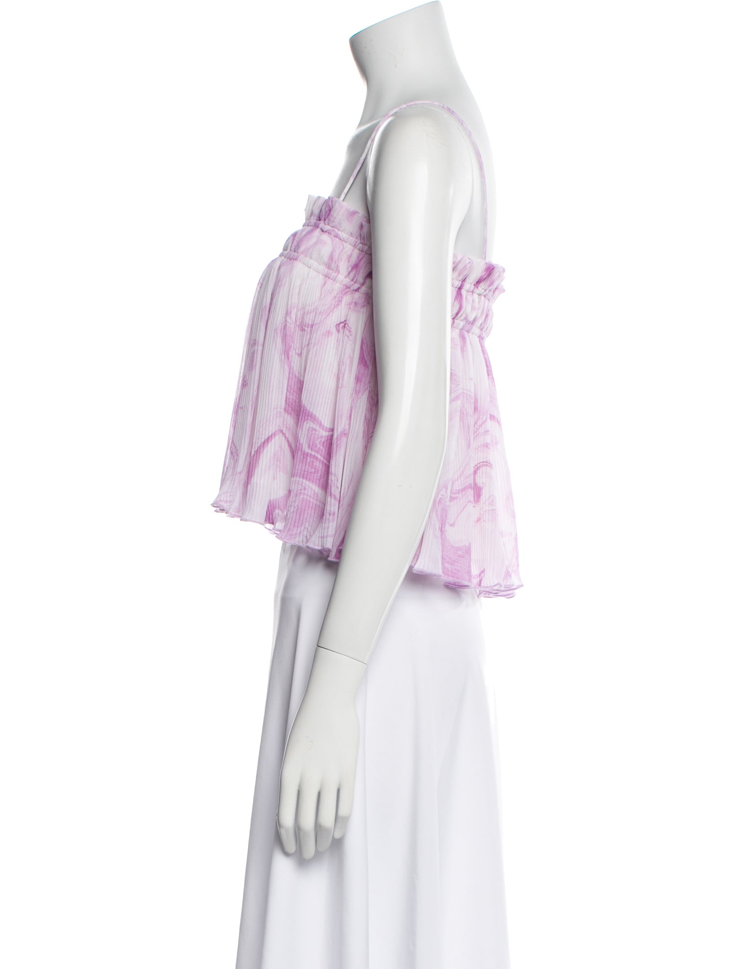 Ganni Floral Print Square Neckline Crop Top