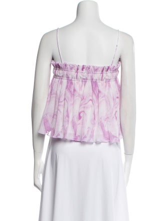 Ganni Floral Print Square Neckline Crop Top