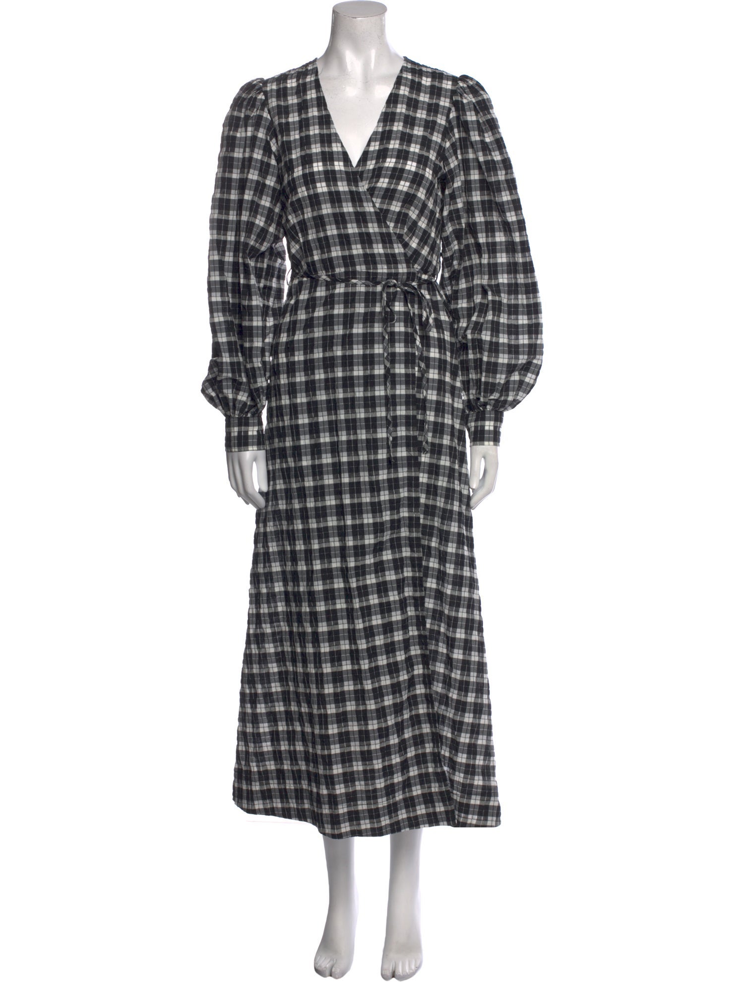 Ganni Plaid Print Long Dress