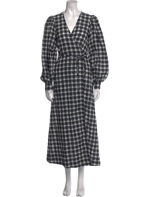 Ganni Plaid Print Long Dress