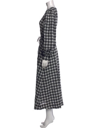 Ganni Plaid Print Long Dress