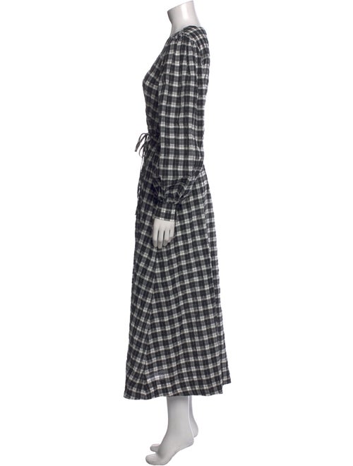 Ganni Plaid Print Long Dress