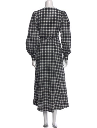 Ganni Plaid Print Long Dress