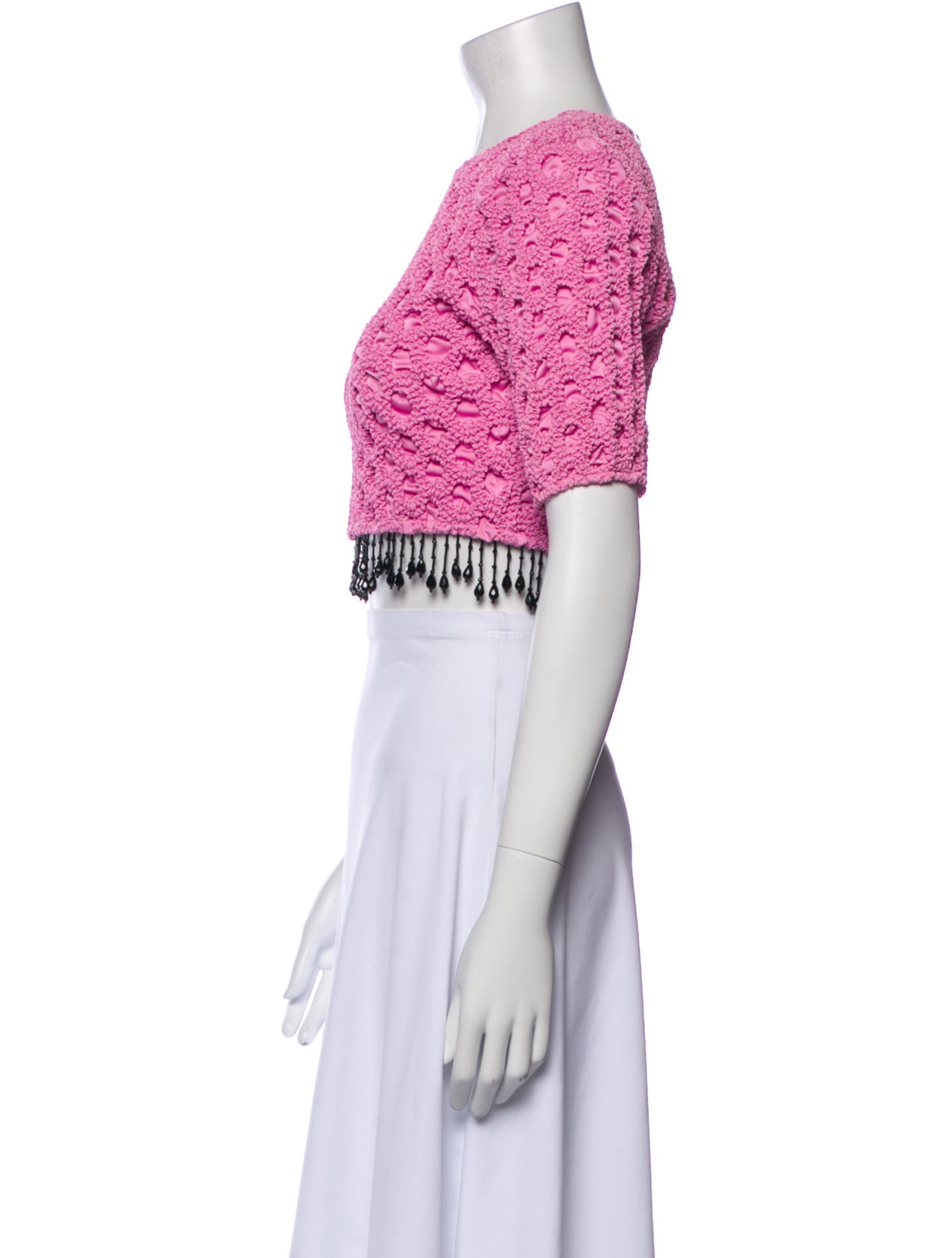 Ganni Printed Crew Neck Crop Top