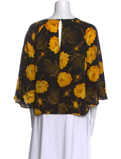 Ganni Silk Floral Print Crop Top