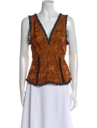 Ganni Silk Printed Top