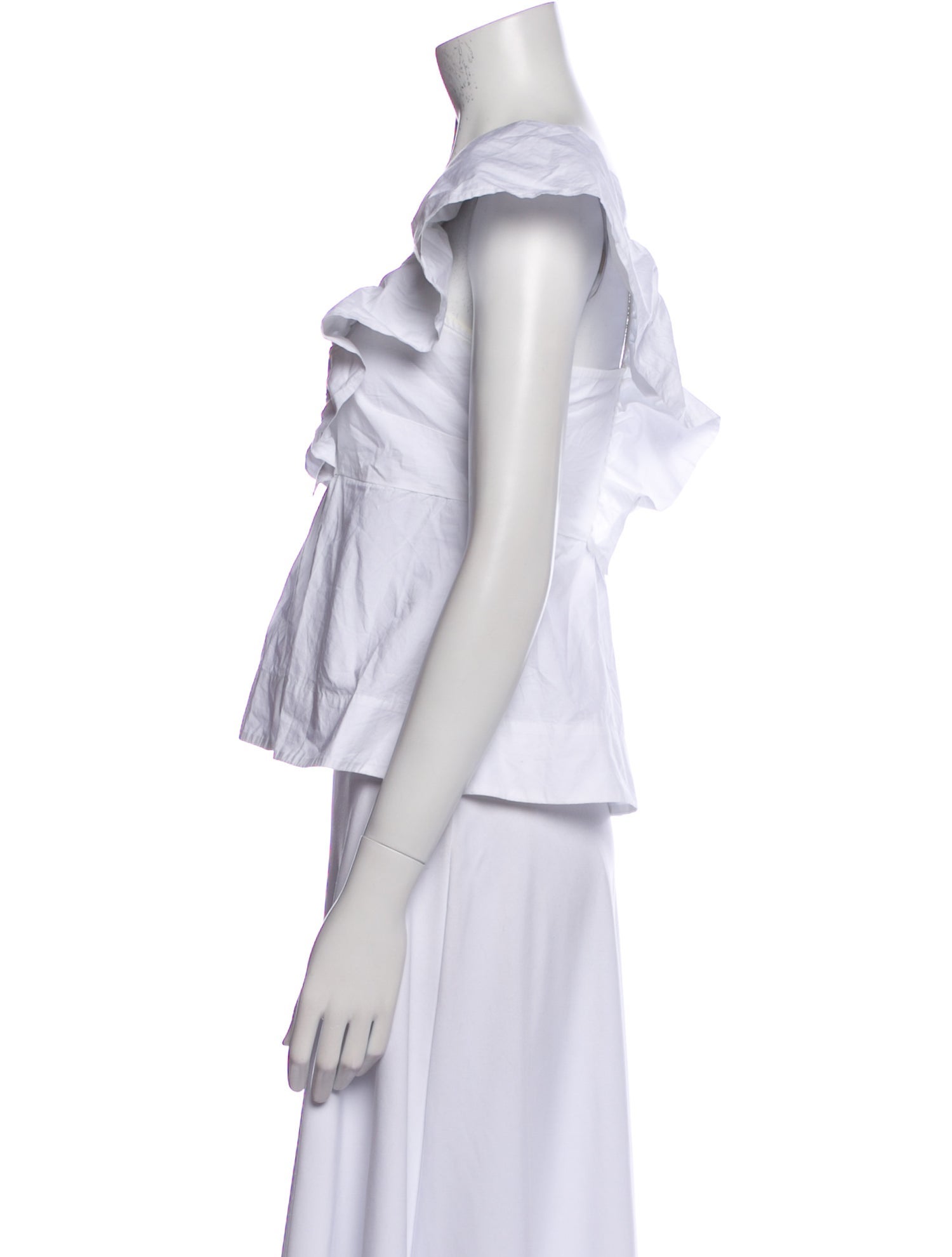 Ganni Square Neckline Short Sleeve Crop Top