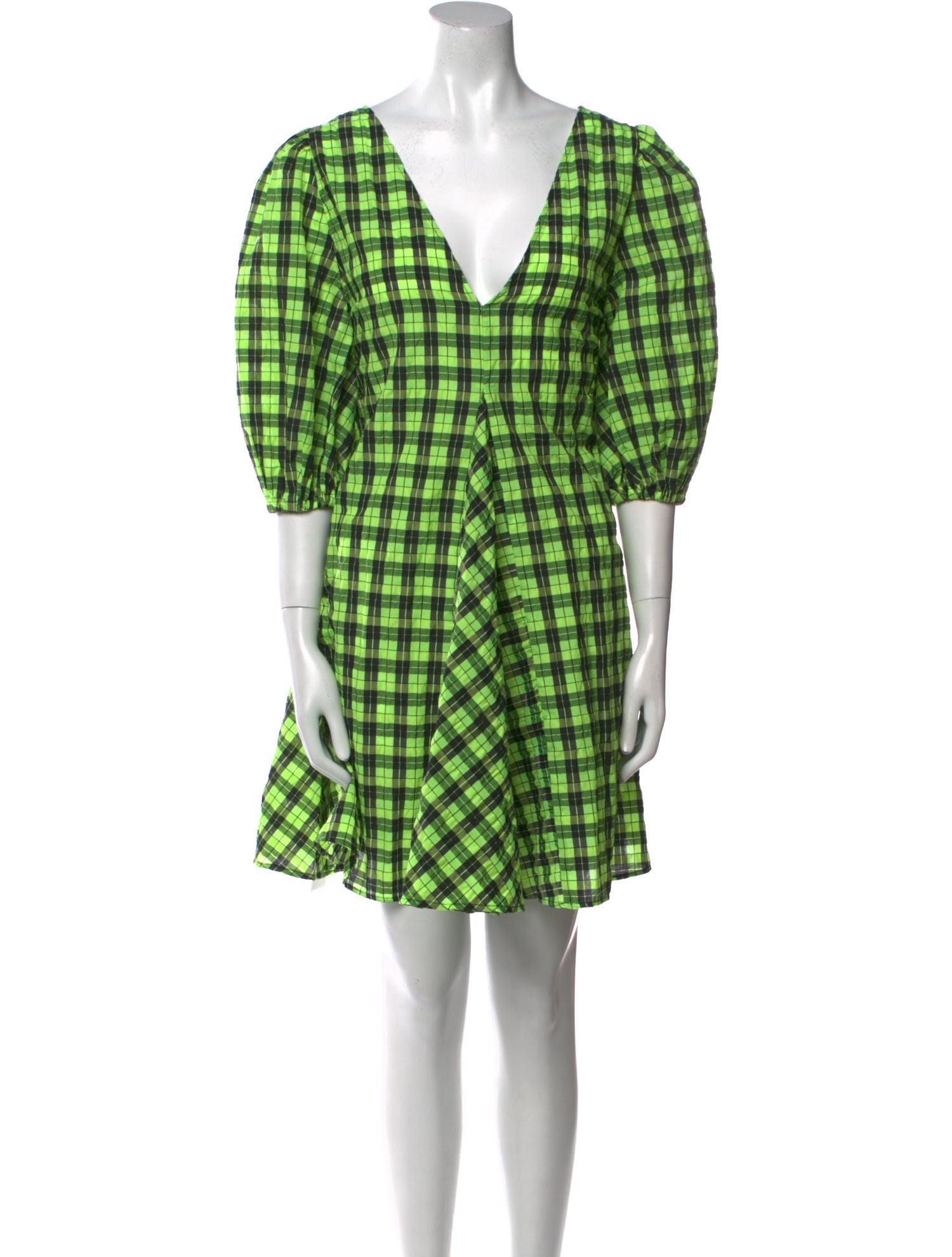 Ganni Plaid Print Mini Dress