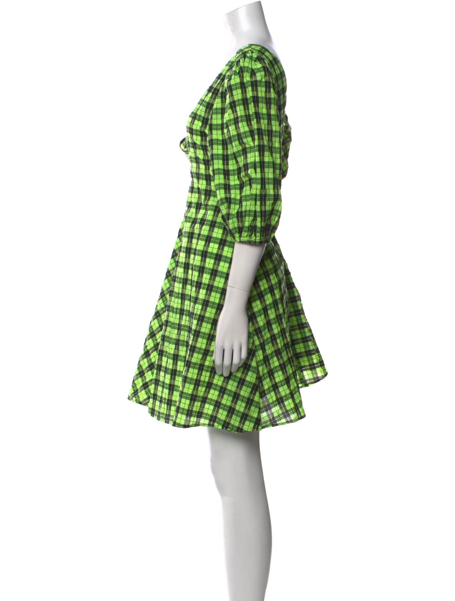 Ganni Plaid Print Mini Dress