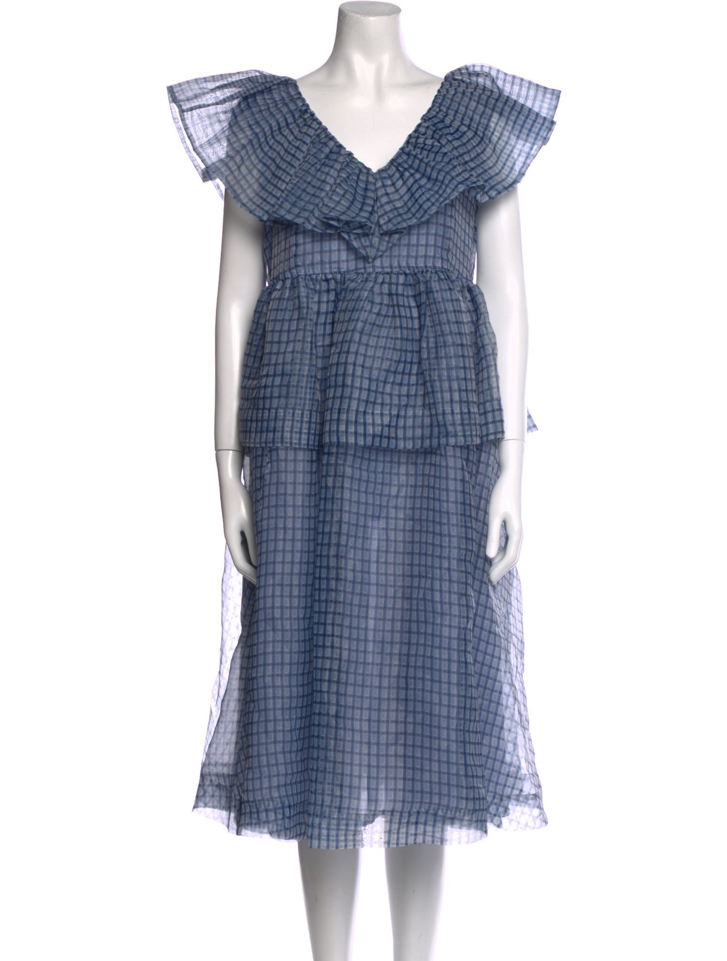 Ganni Plaid Print Midi Length Dress