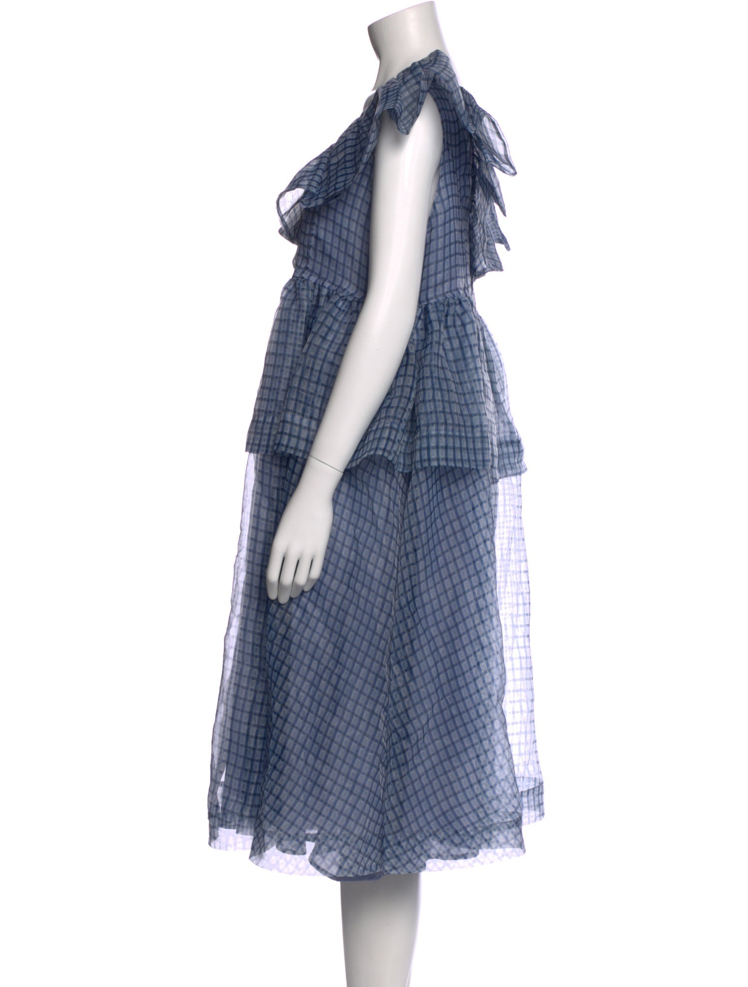 Ganni Plaid Print Midi Length Dress