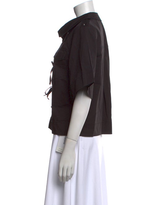 Ganni Three-Quarter Sleeve Button-Up Top