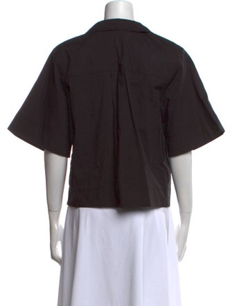 Ganni Three-Quarter Sleeve Button-Up Top