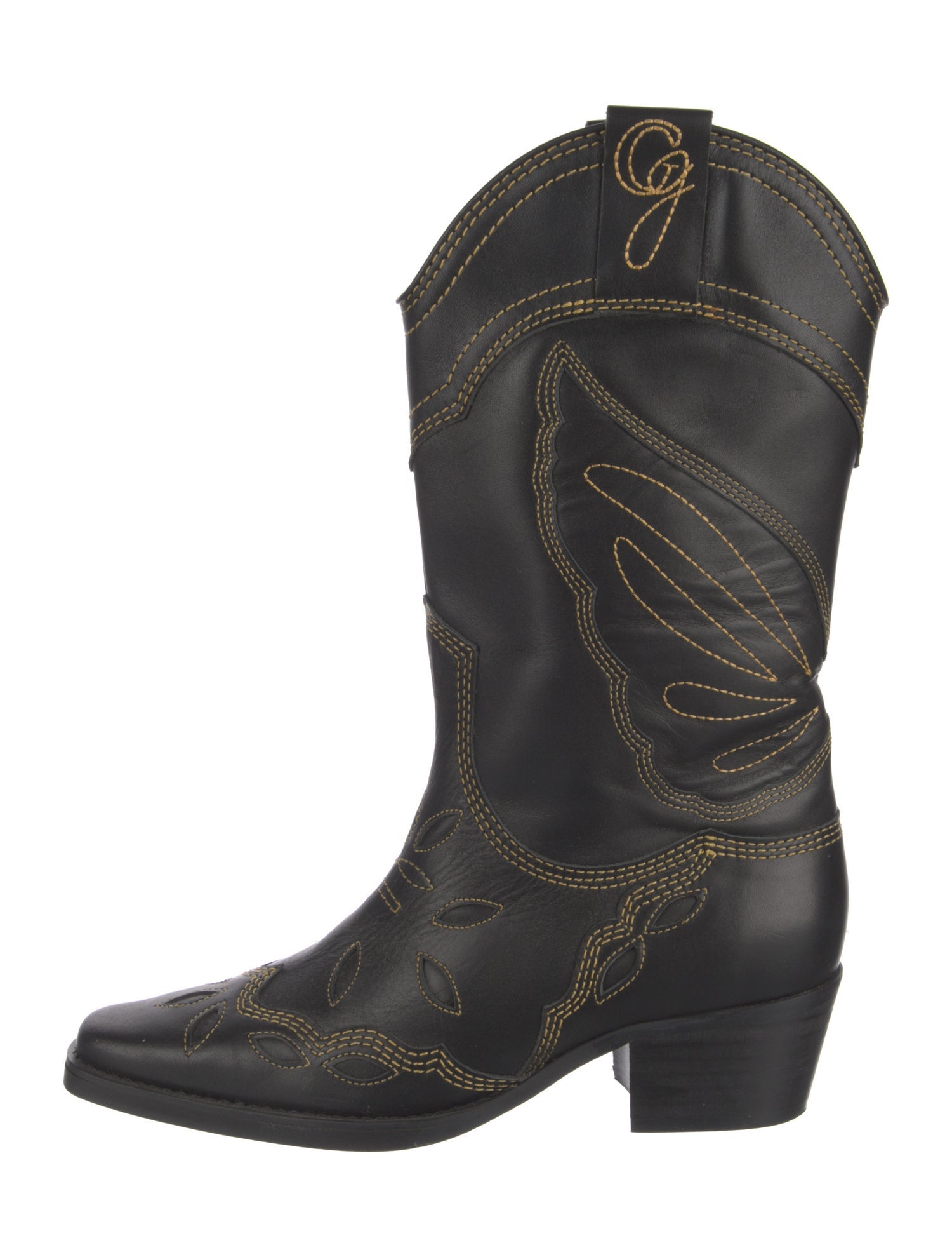 Ganni Leather Western Boots