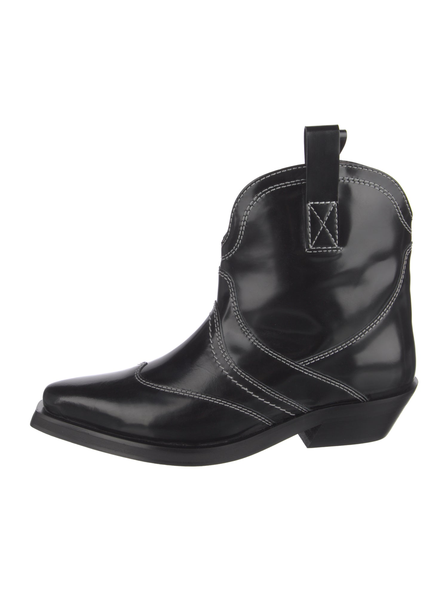 Ganni Patent Leather Western Boots w/ Tags