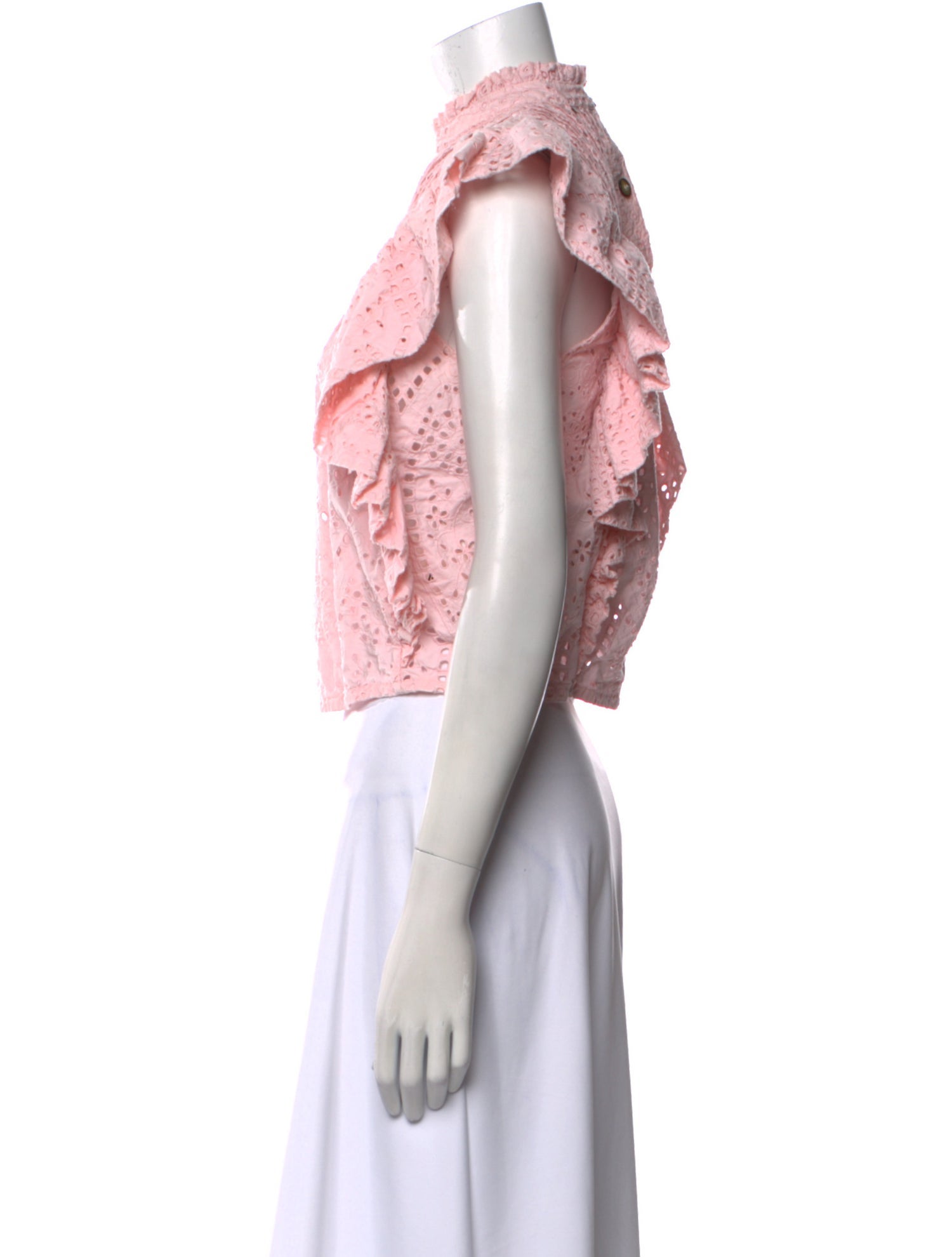 Ganni Mock Neck Short Sleeve Crop Top