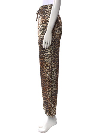 Ganni Animal Print Straight Leg Pants