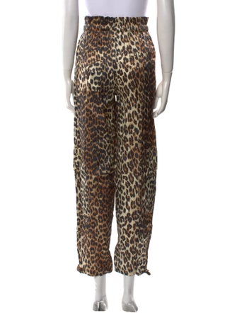 Ganni Animal Print Straight Leg Pants