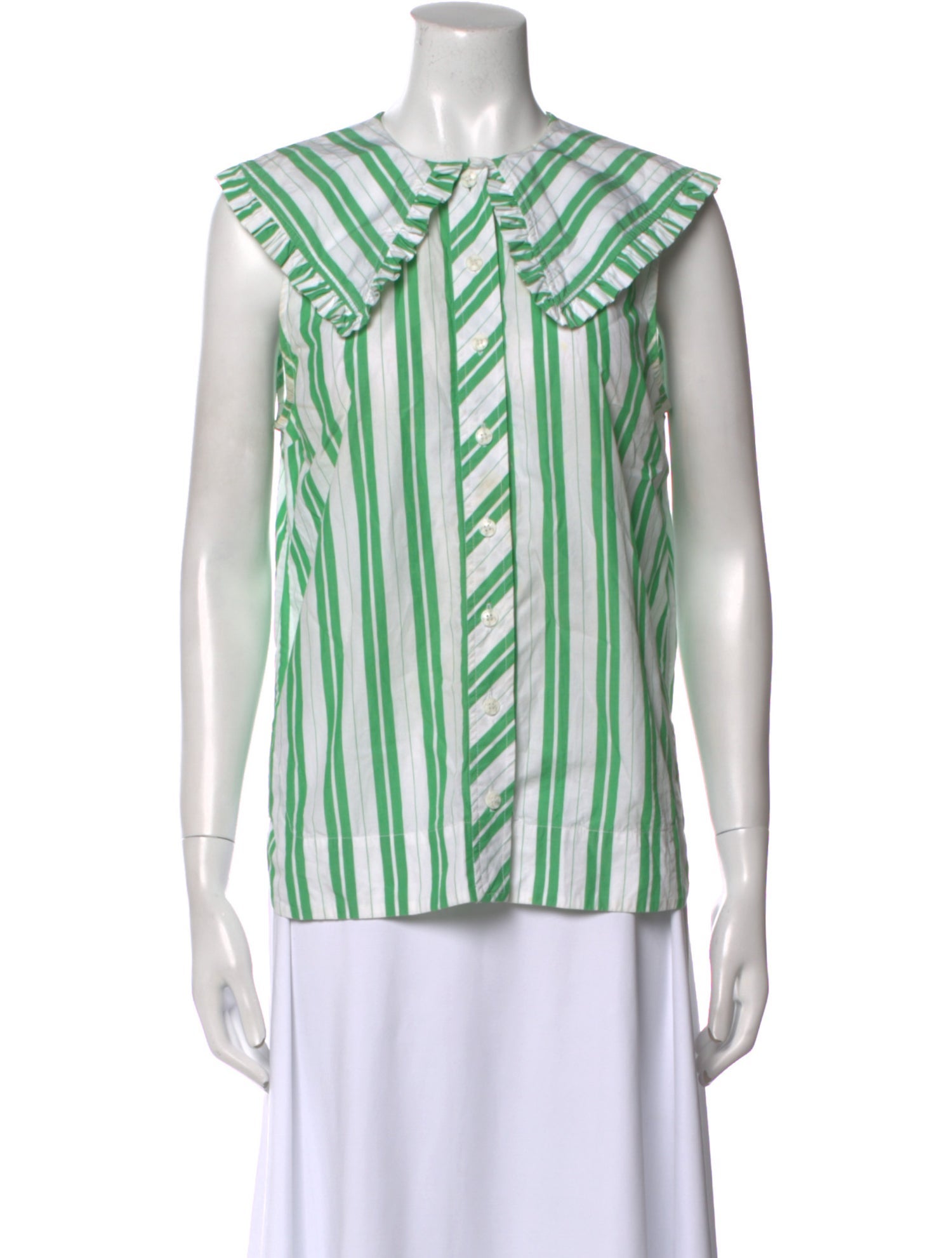 Ganni Striped Crew Neck Blouse