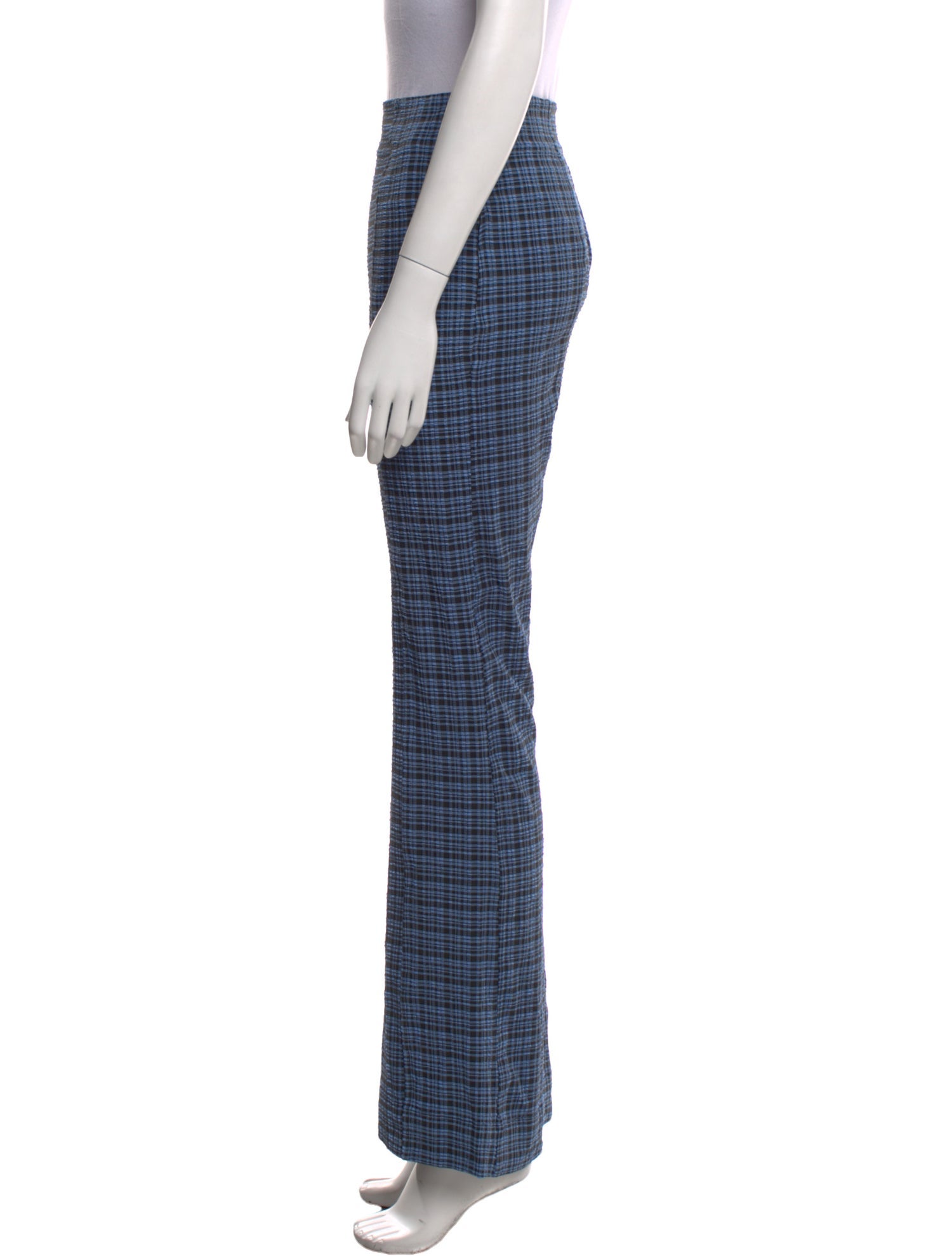 Ganni Plaid Print Wide Leg Pants