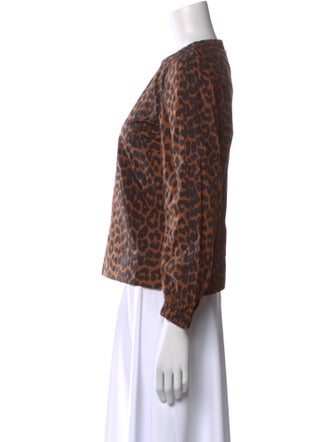 Ganni Animal Print Crew Neck Sweatshirt