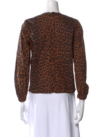 Ganni Animal Print Crew Neck Sweatshirt