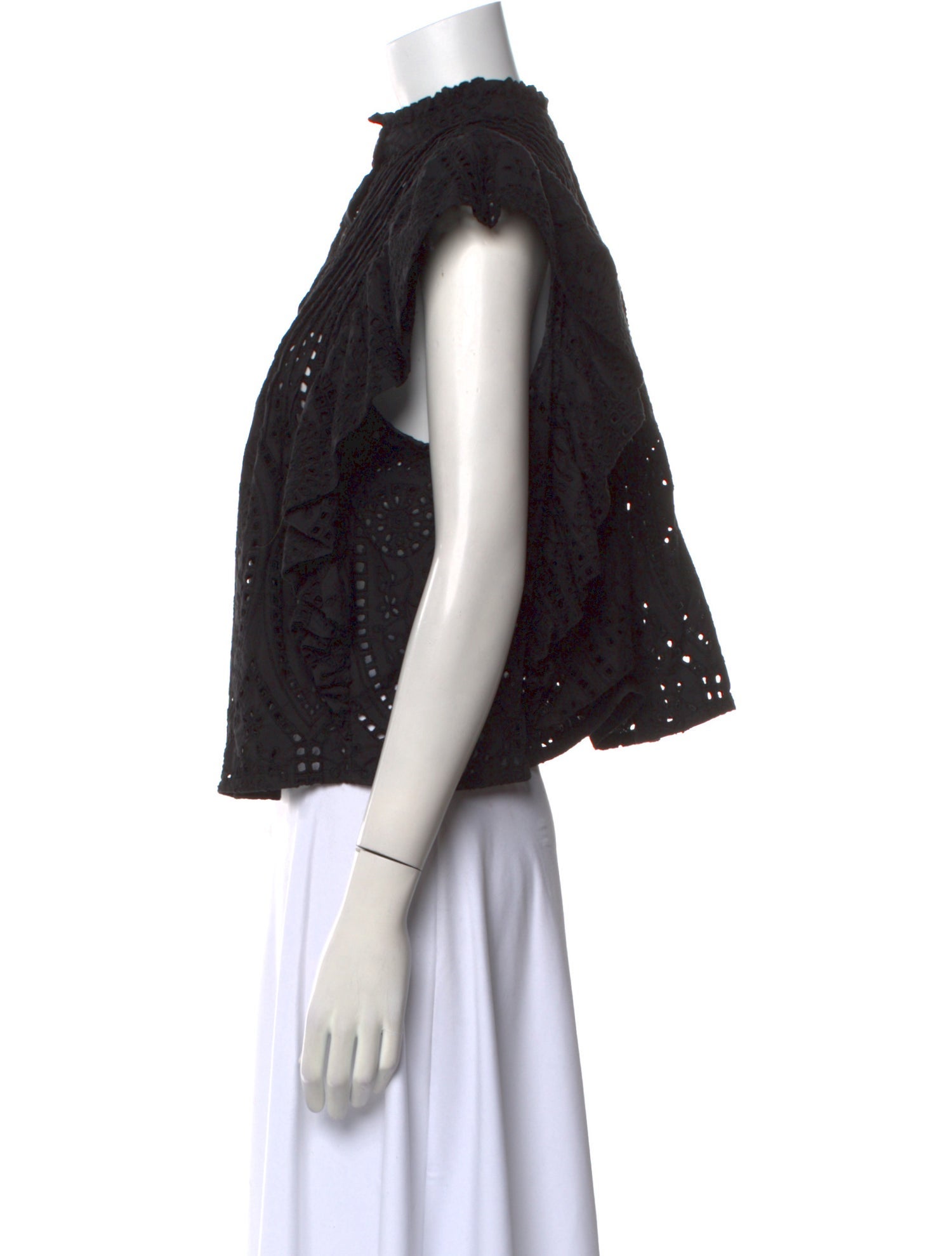 Ganni Mock Neck Short Sleeve Crop Top