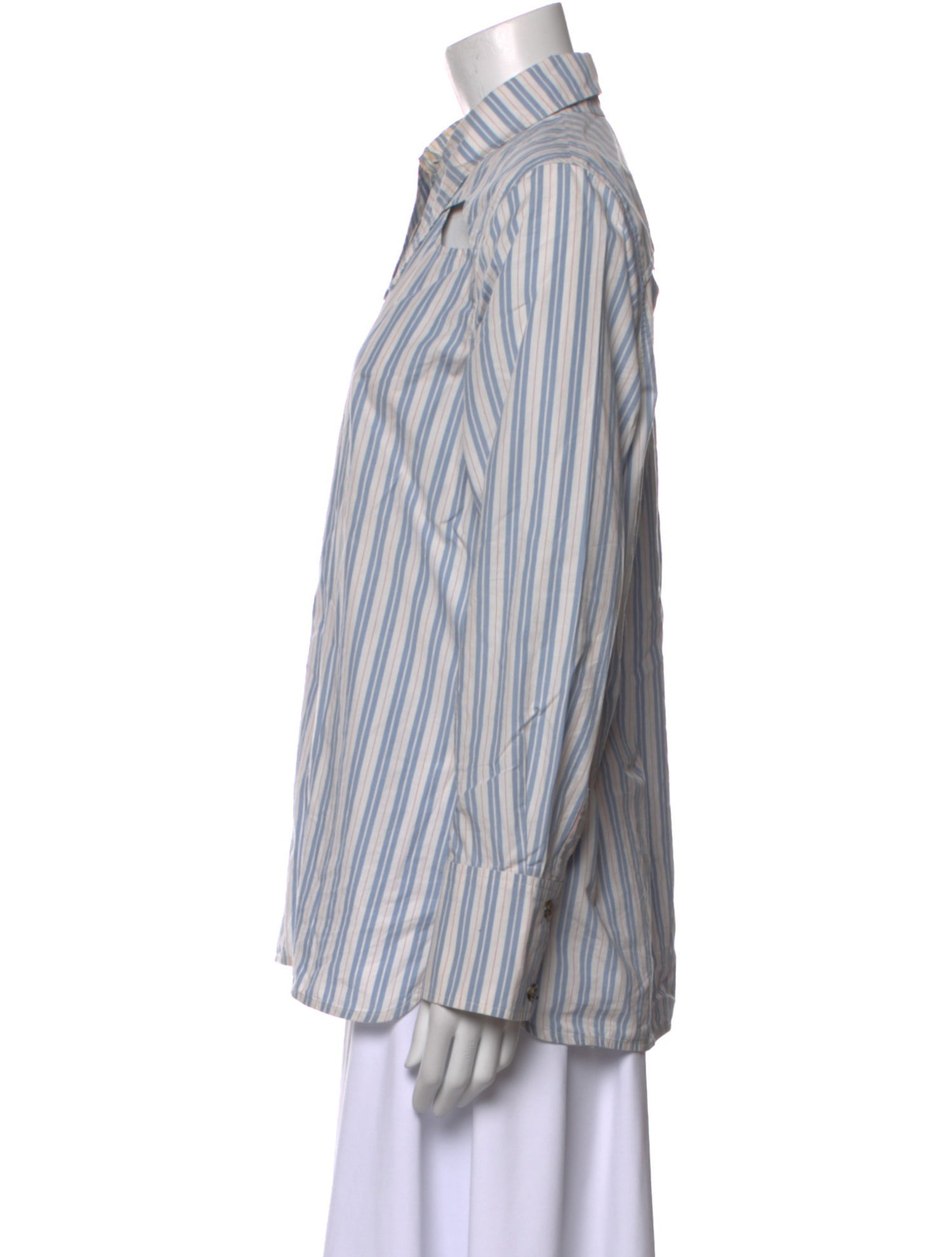 Ganni Striped Long Sleeve Button-Up Top