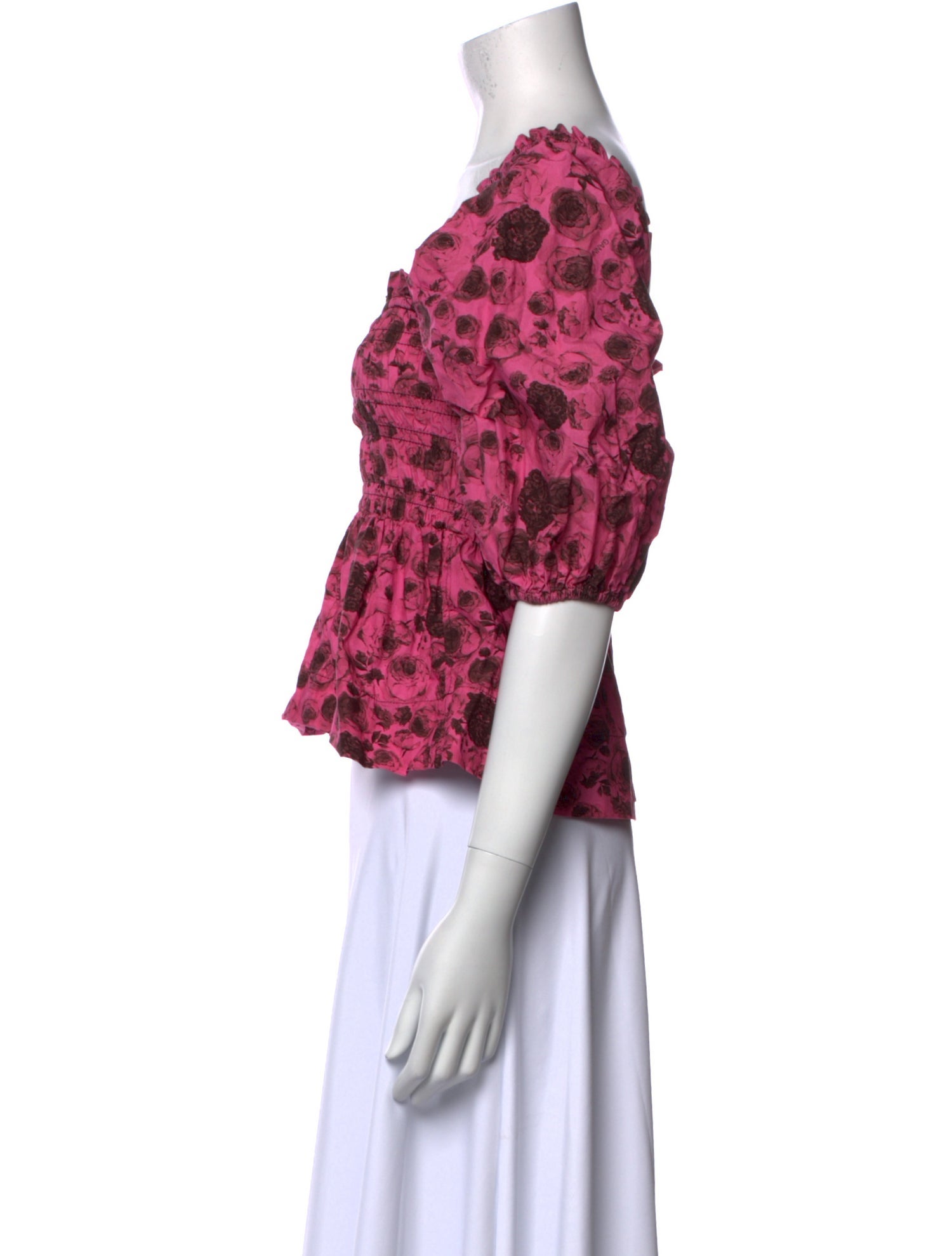 Ganni Floral Print Square Neckline Crop Top