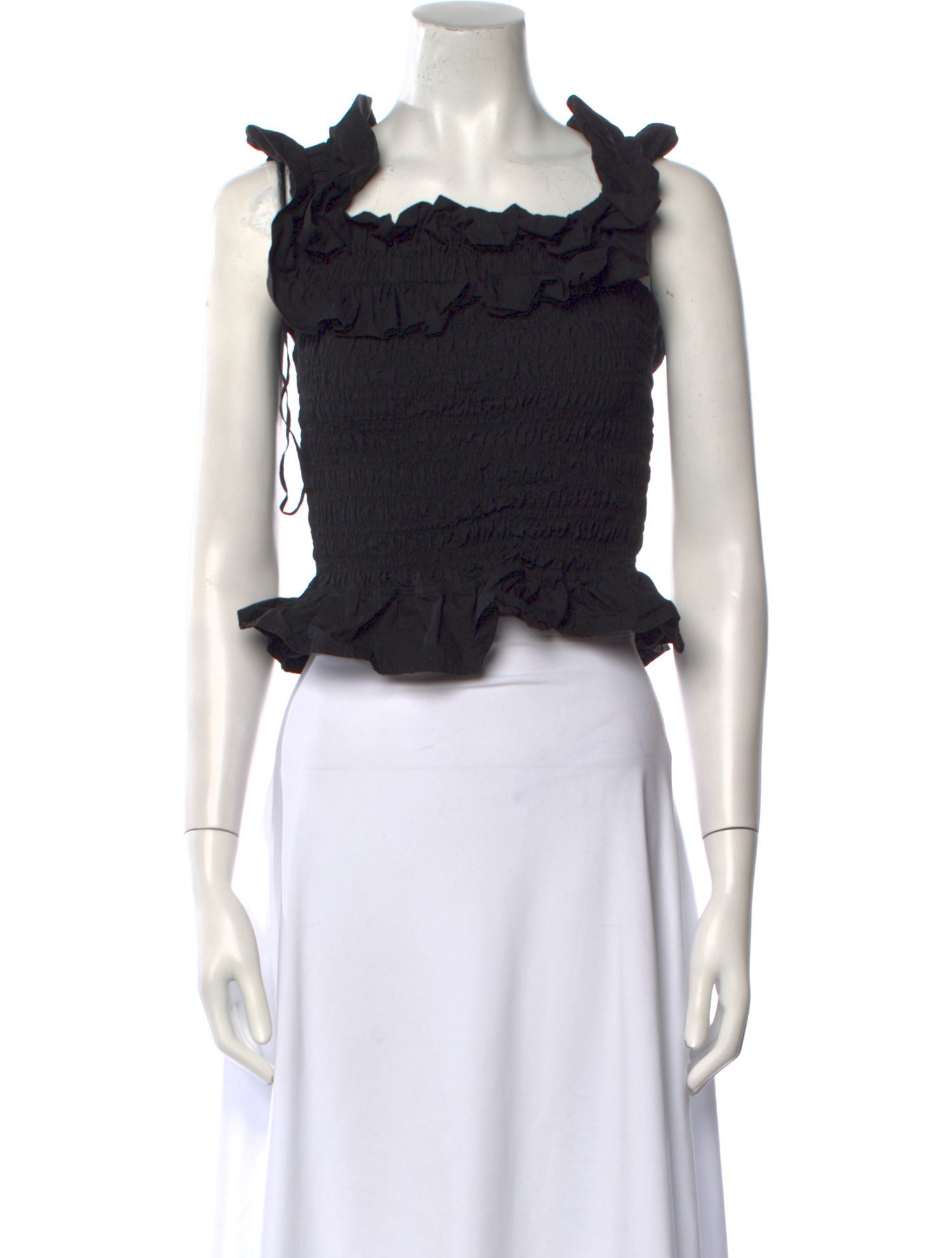 Ganni Square Neckline Sleeveless Crop Top