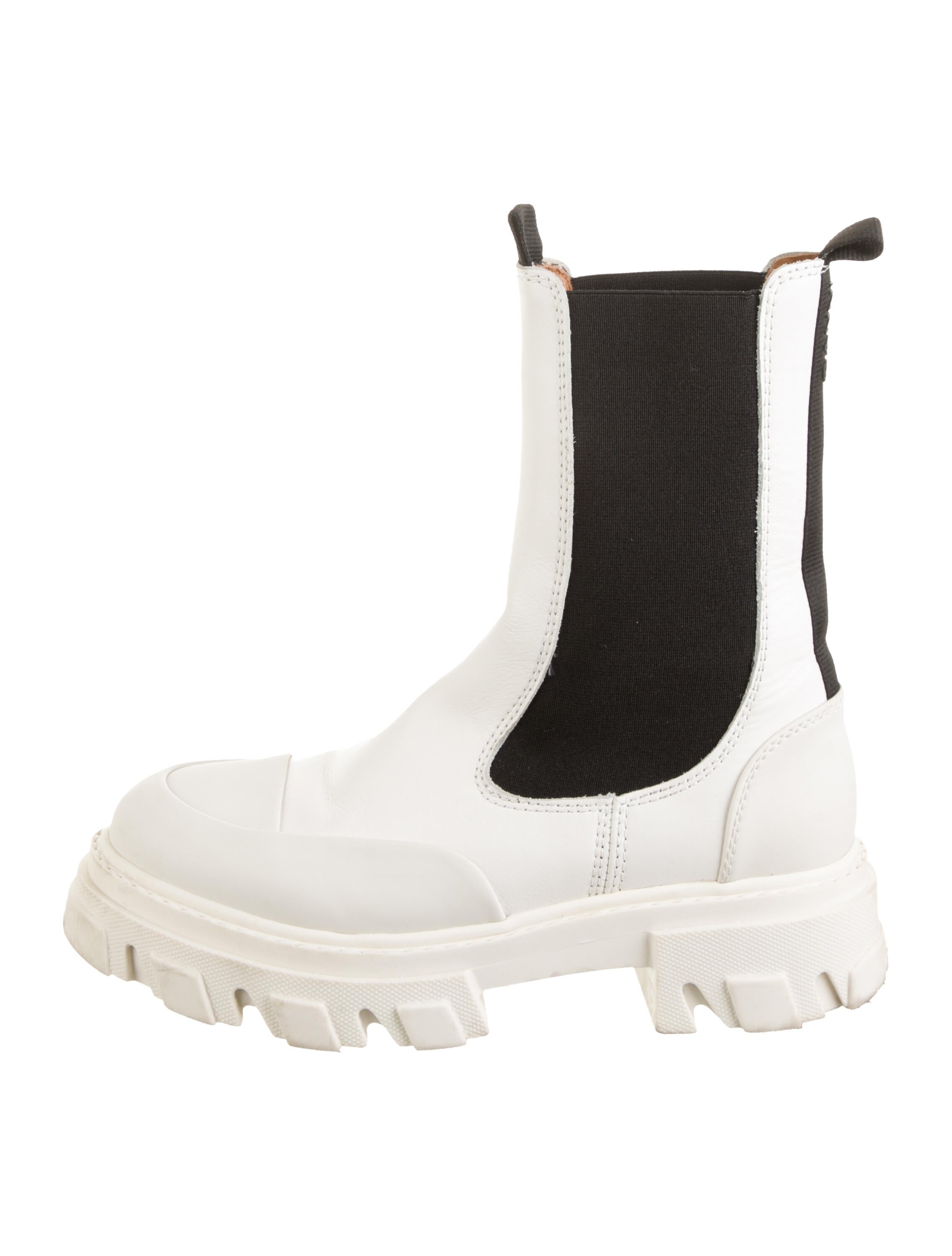Ganni Leather Colorblock Pattern Chelsea Boots
