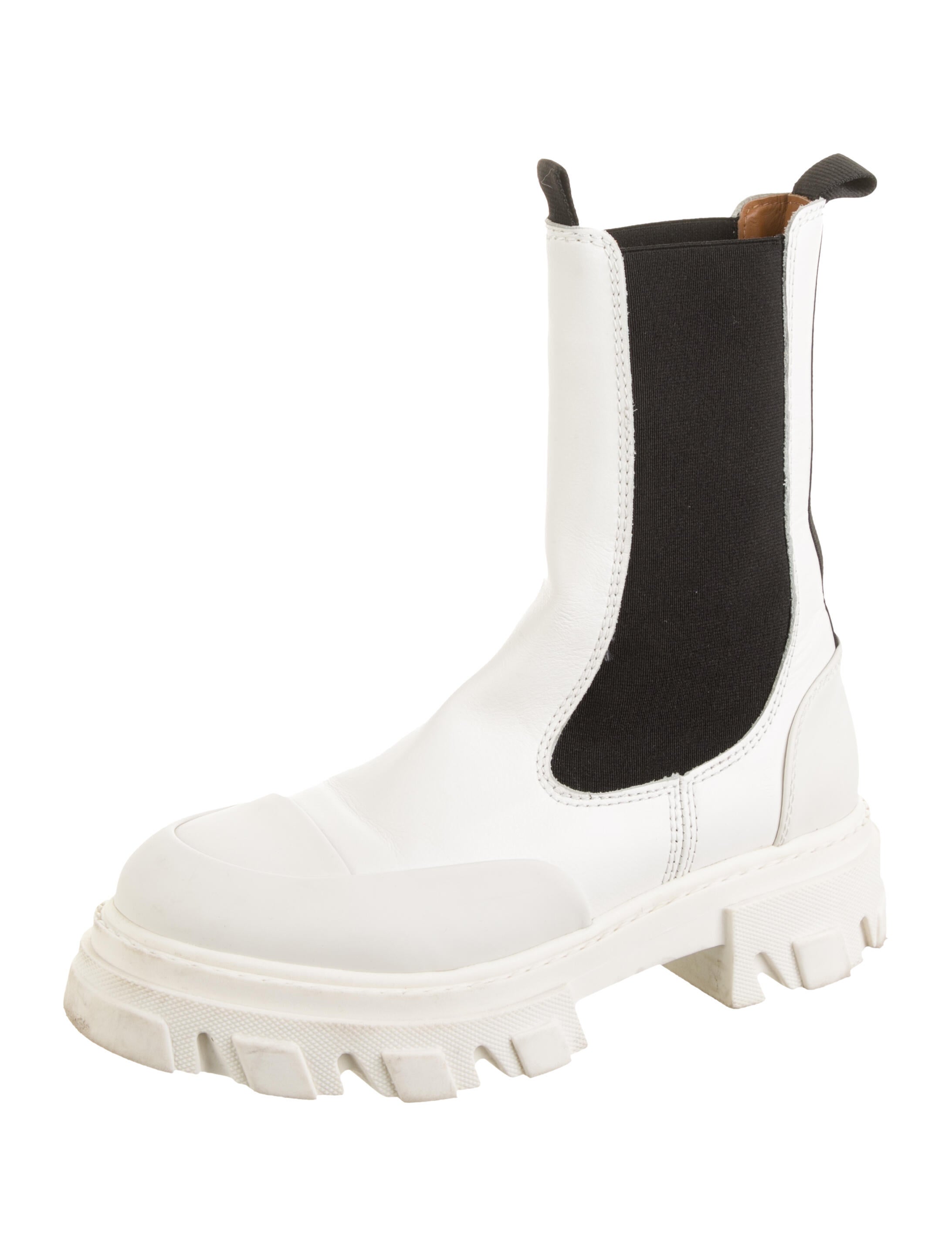 Ganni Leather Colorblock Pattern Chelsea Boots