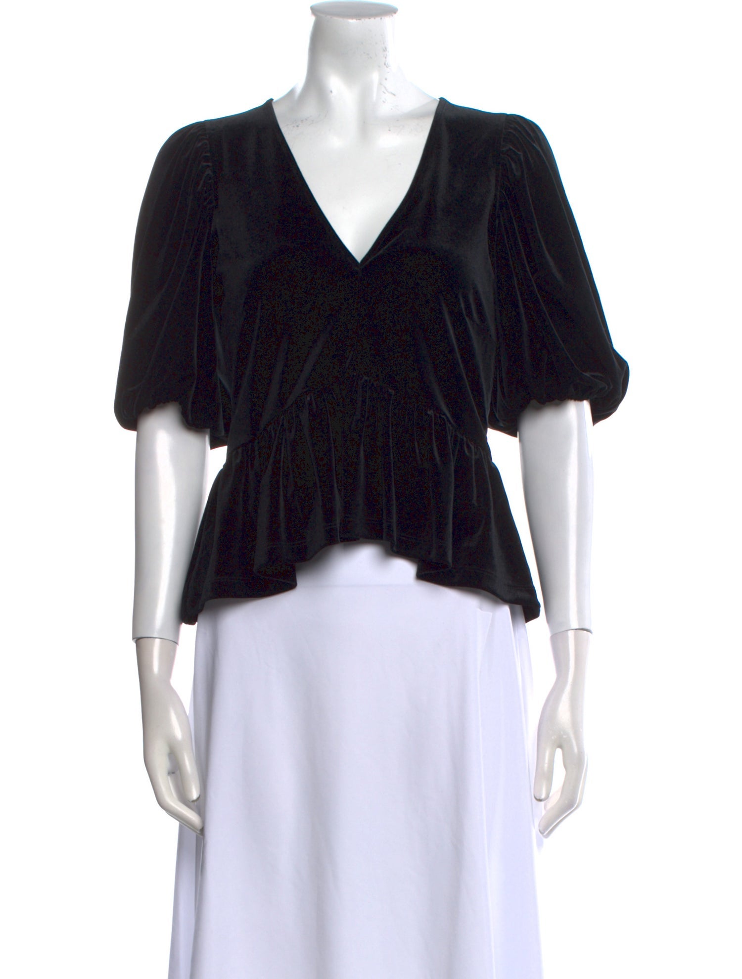 Ganni V-Neck Short Sleeve Crop Top