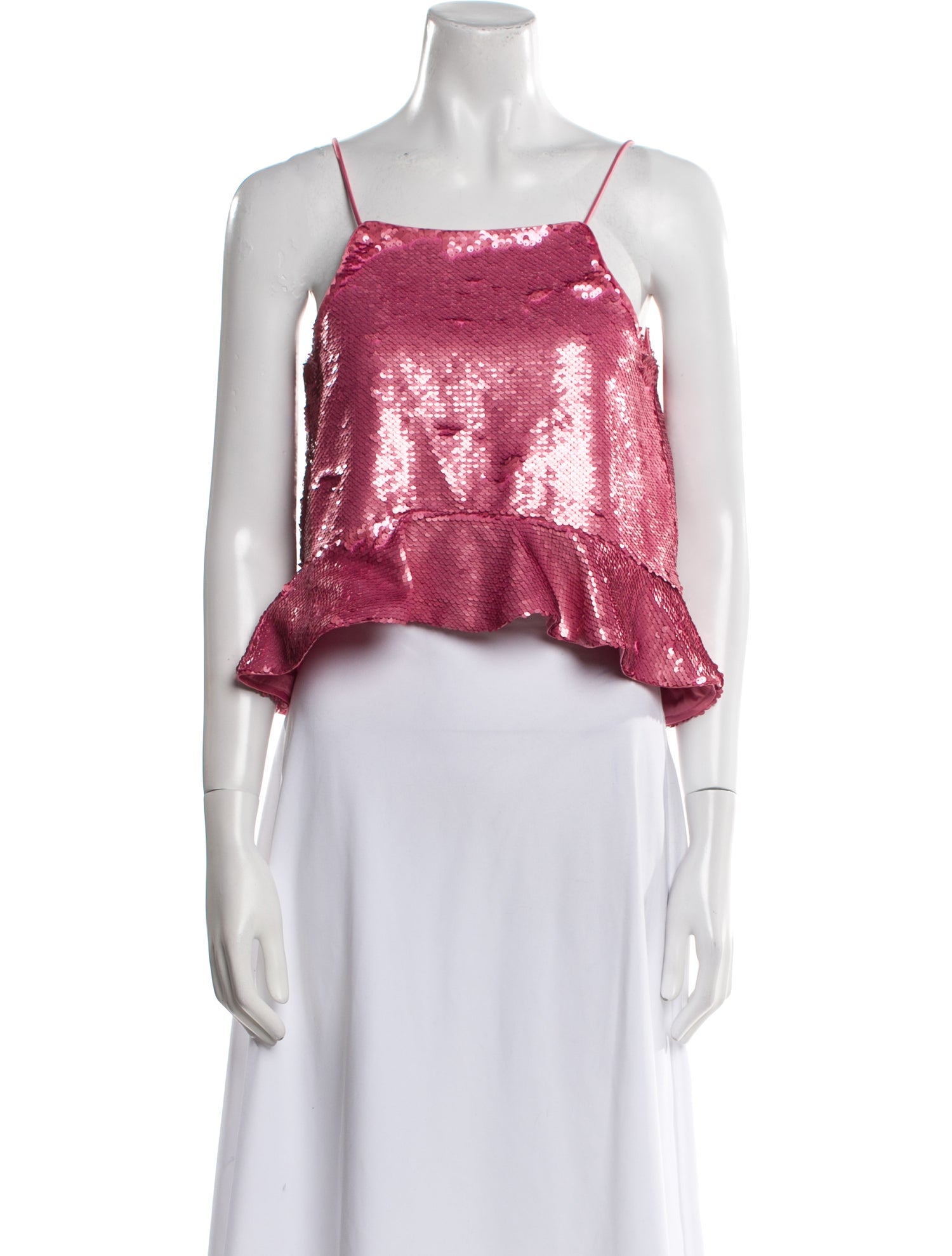 Ganni Square Neckline Sleeveless Crop Top