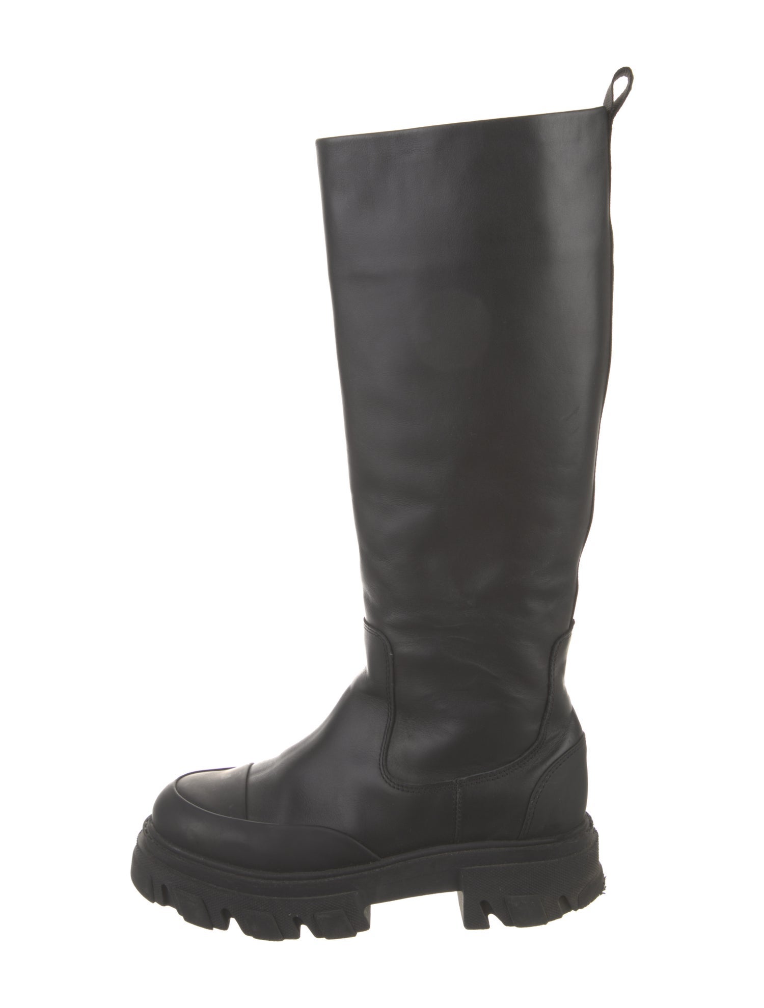 Ganni Leather Grosgrain Trim Boots