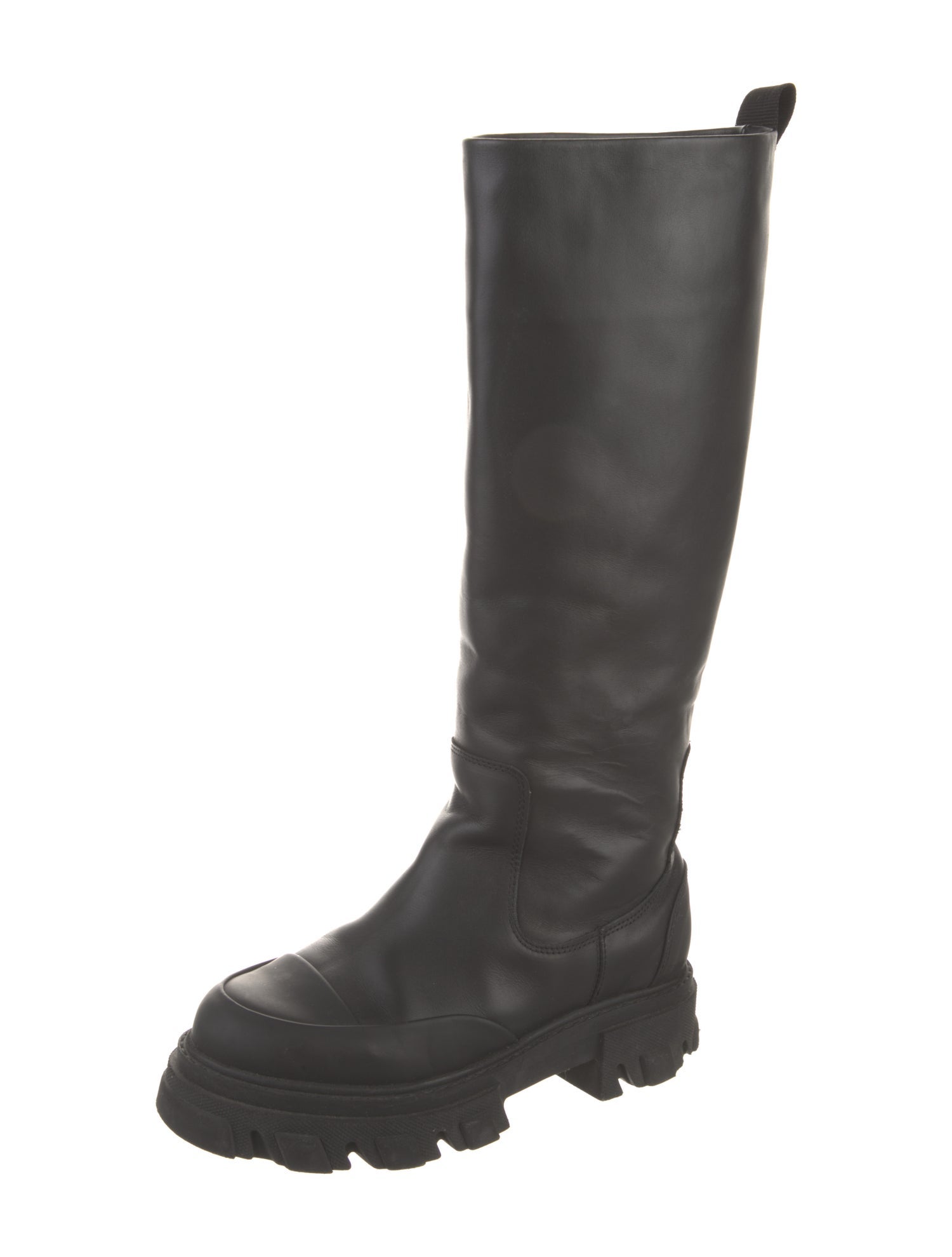 Ganni Leather Grosgrain Trim Boots