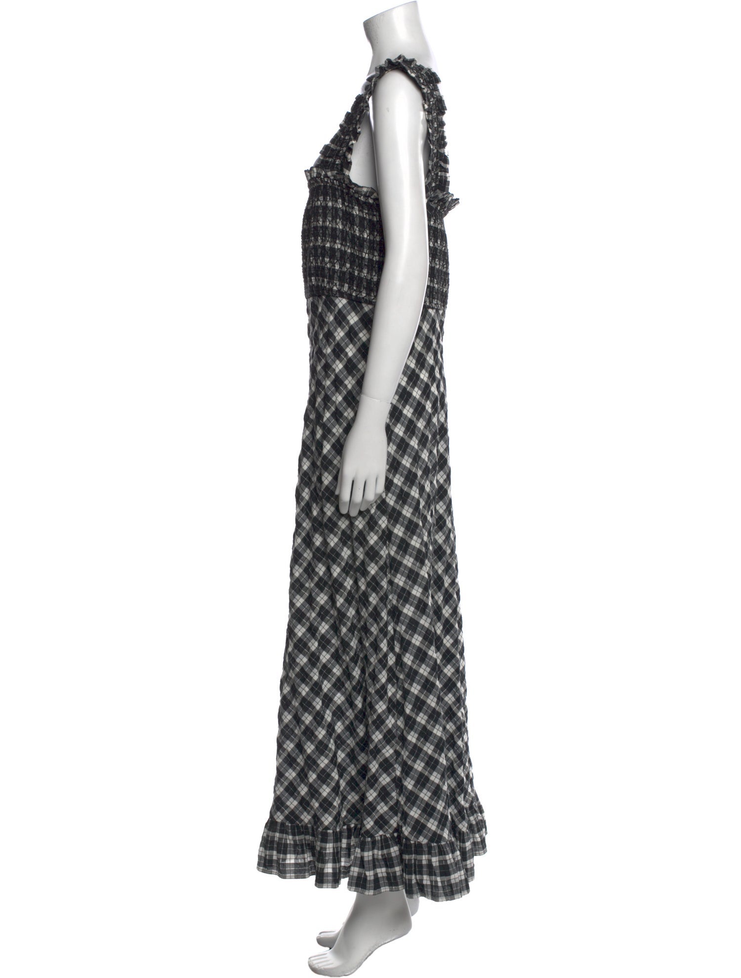 Ganni Plaid Print Long Dress