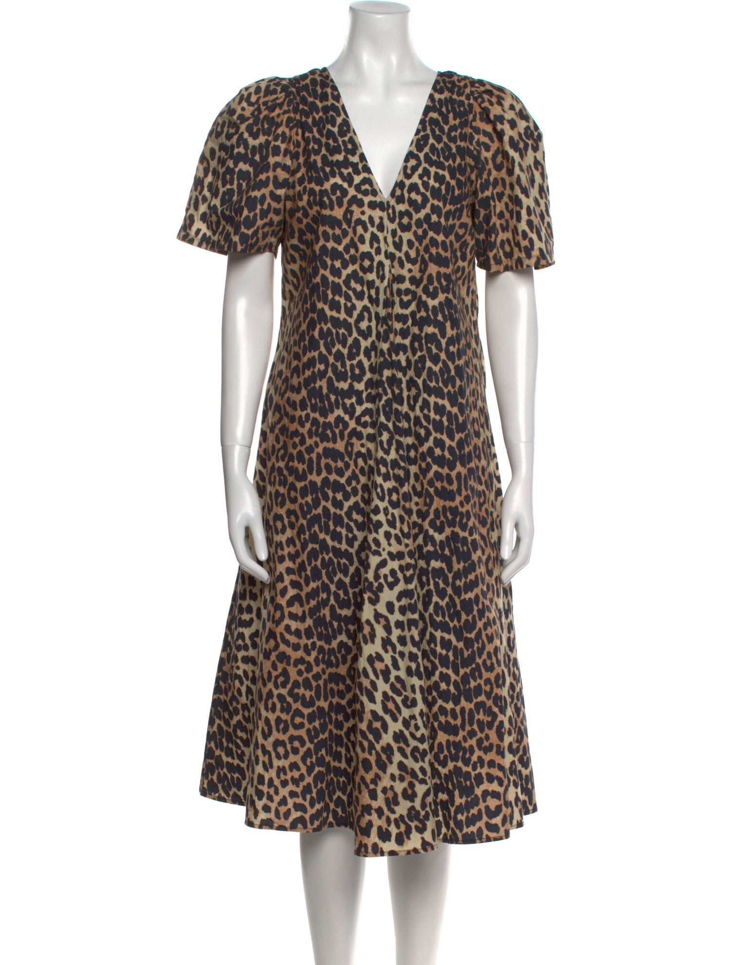 Ganni Animal Print Midi Length Dress
