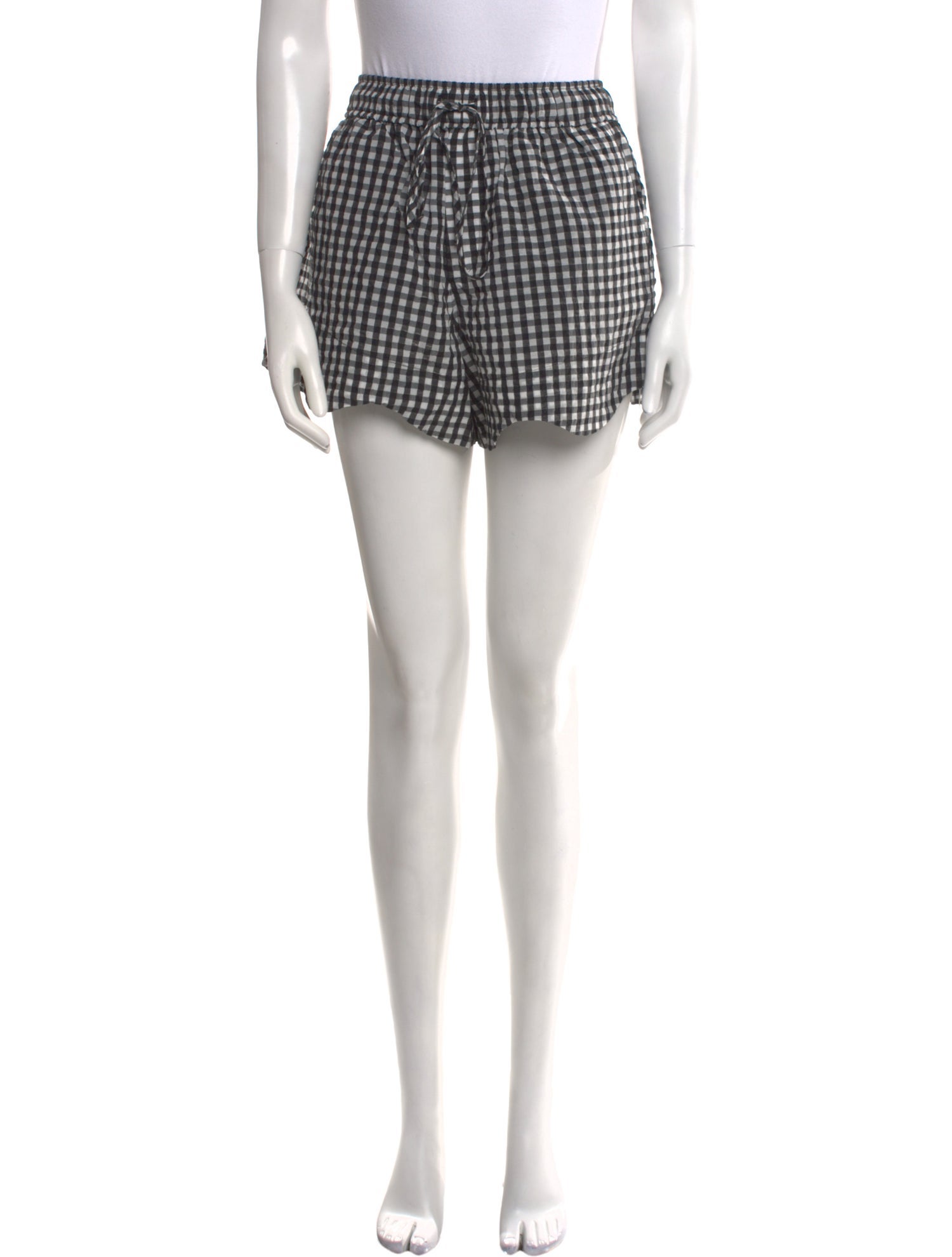 Ganni Plaid Print Mini Shorts