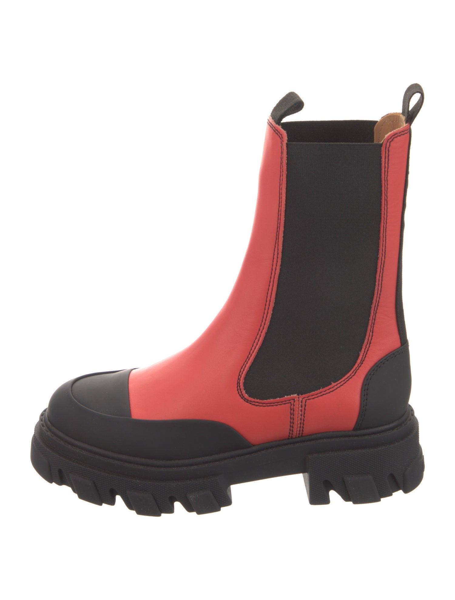 Ganni Leather Colorblock Pattern Chelsea Boots