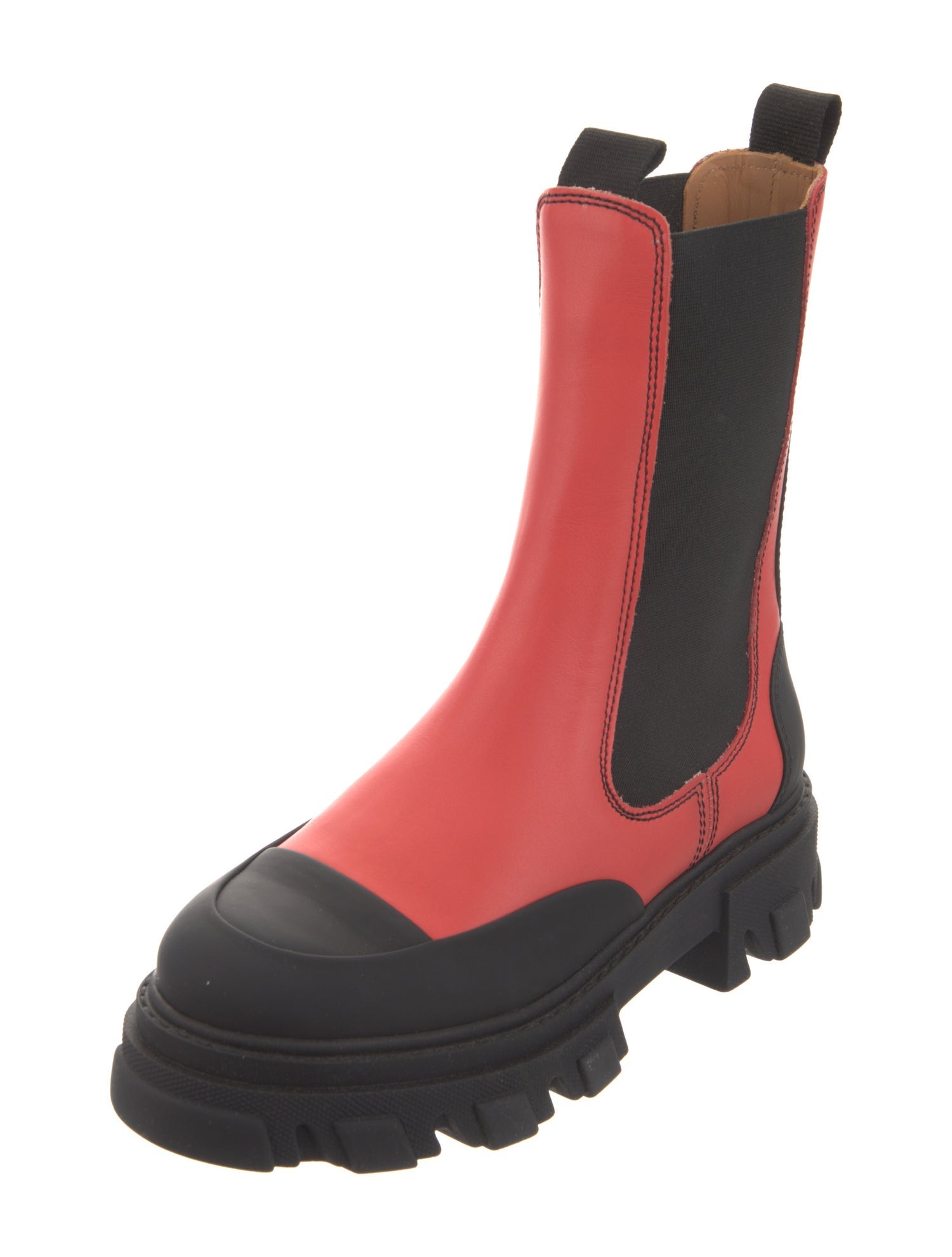 Ganni Leather Colorblock Pattern Chelsea Boots