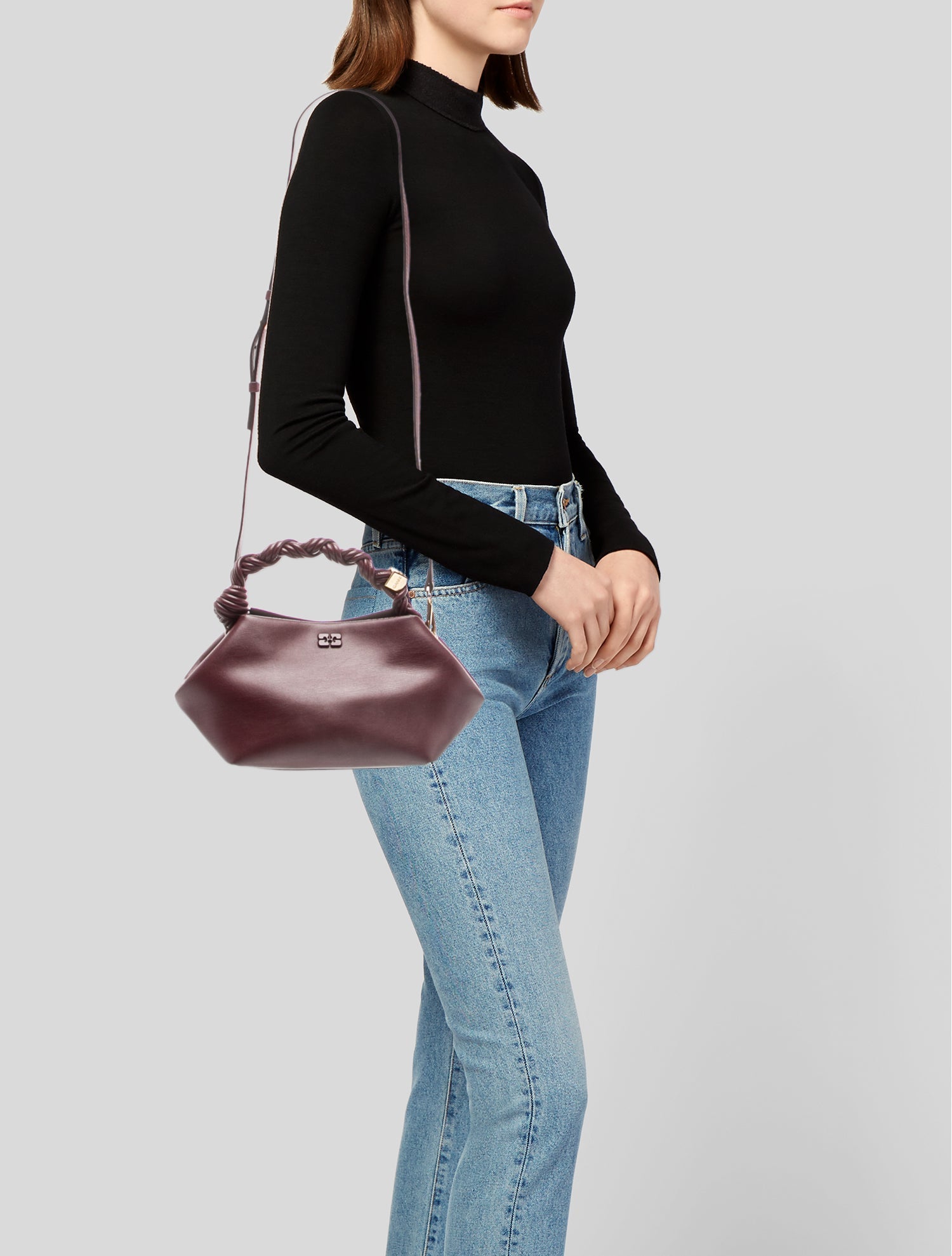 Ganni Leather Top Handle Bag