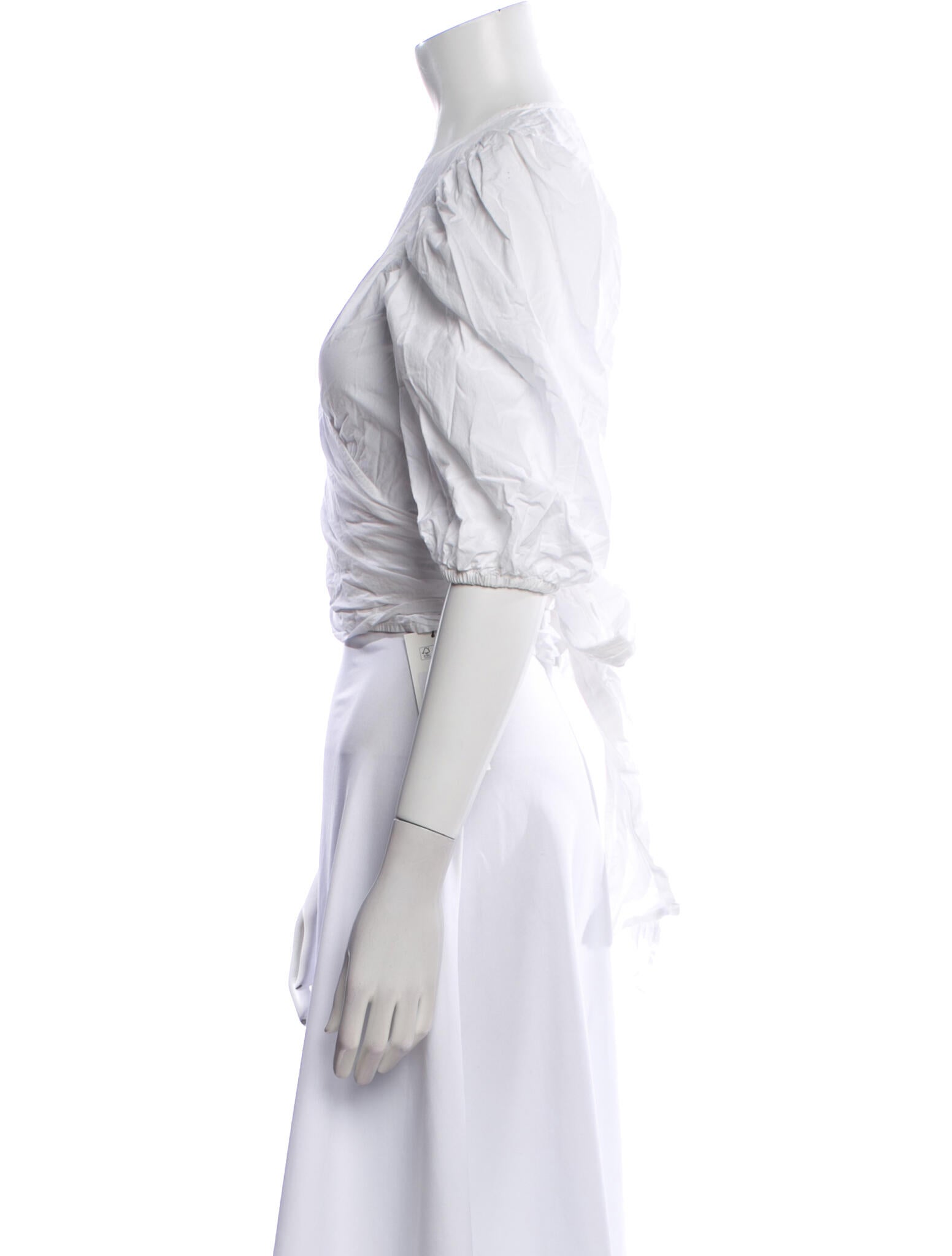 Ganni V-Neck Three-Quarter Sleeve Crop Top