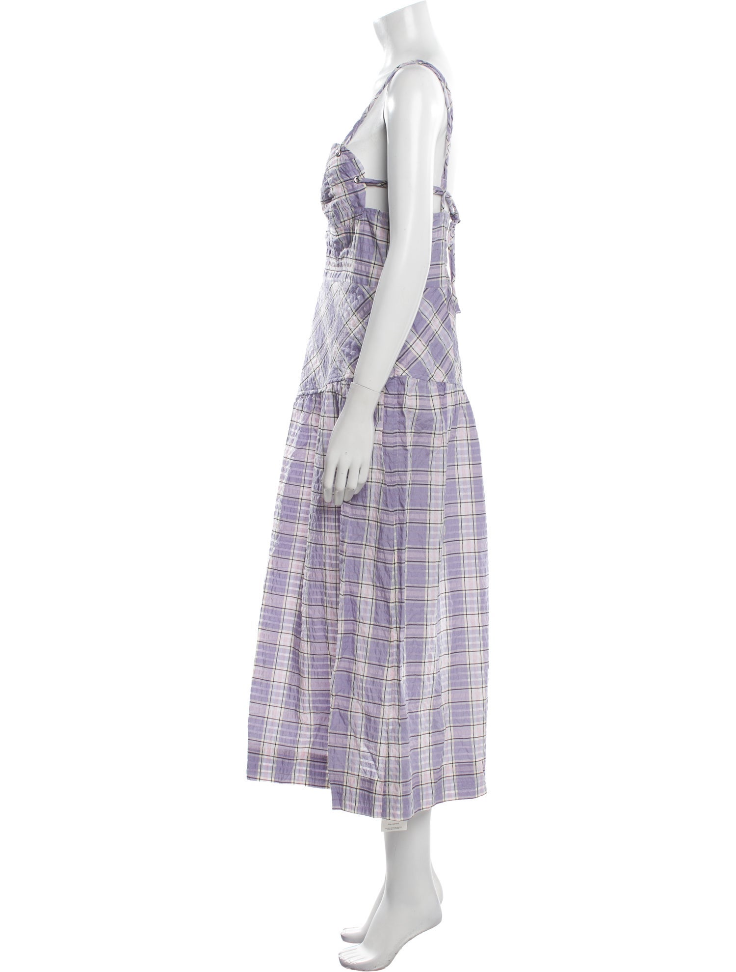 Ganni Plaid Print Long Dress