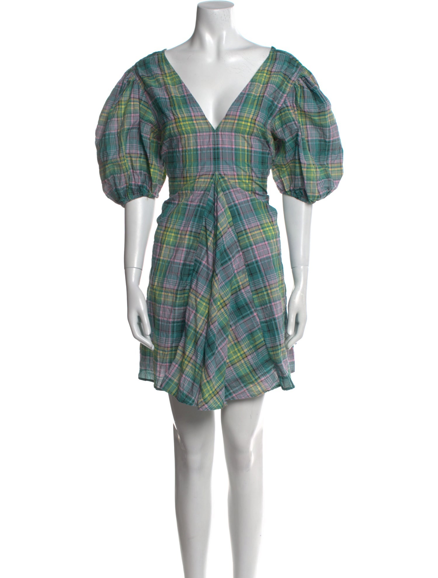 Ganni Plaid Print Mini Dress
