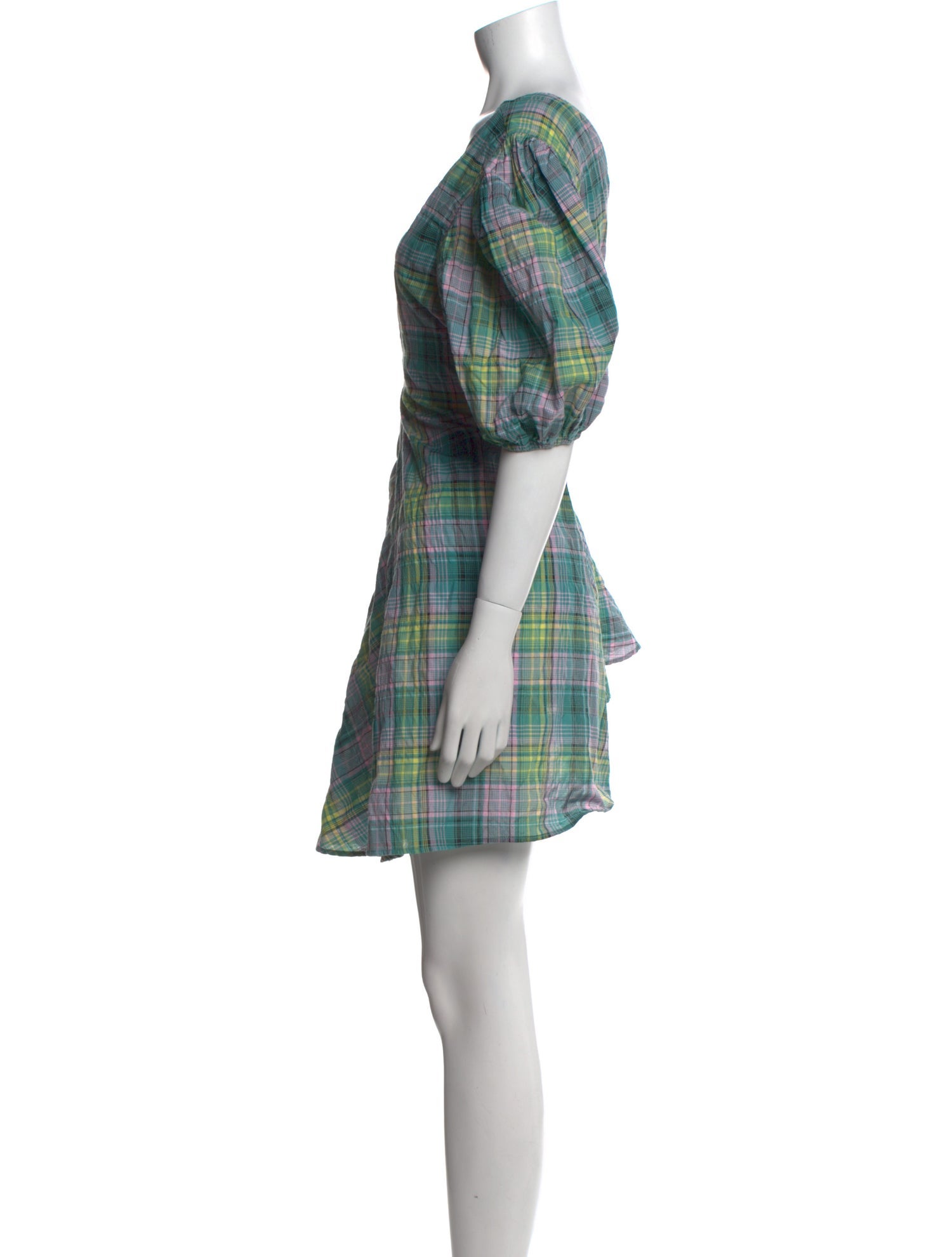 Ganni Plaid Print Mini Dress