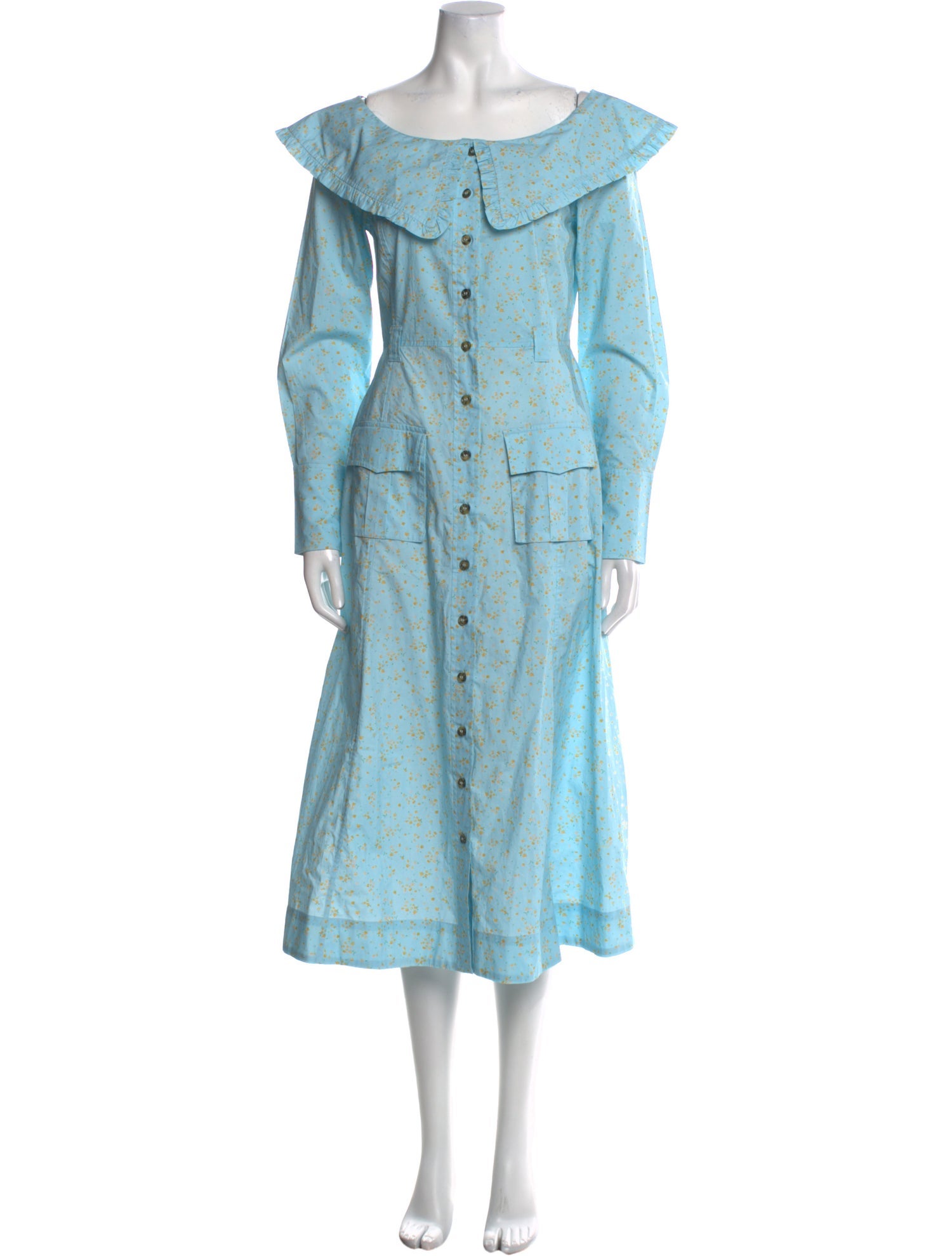 Ganni Floral Print Midi Length Dress w/ Tags