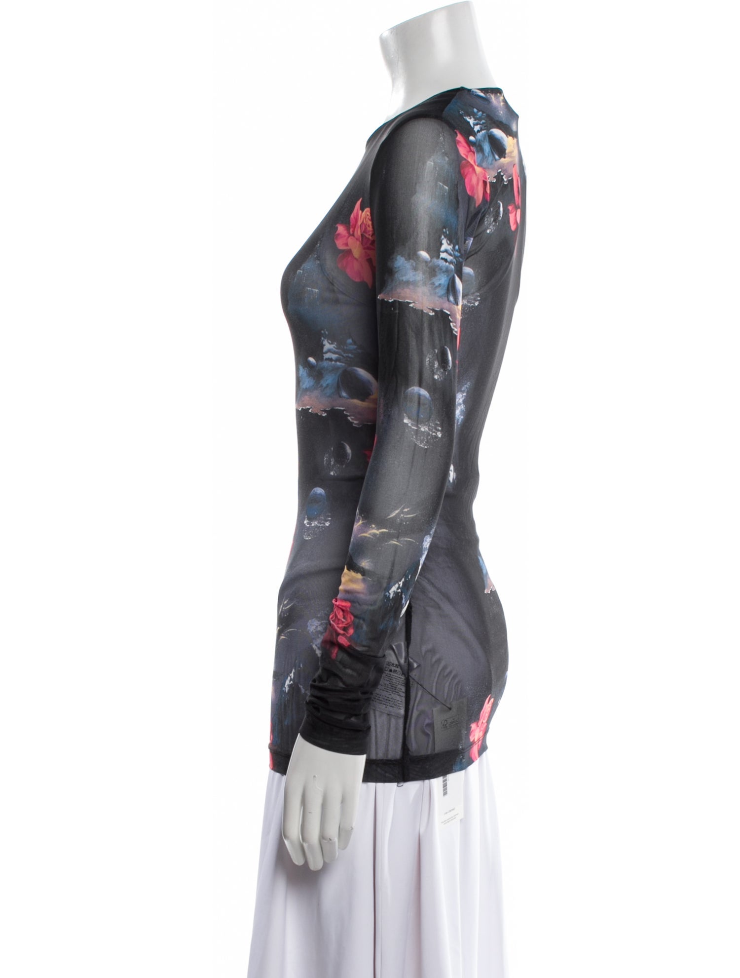 Ganni Floral Print Crew Neck Top